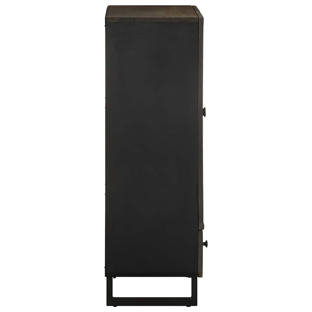 Chest of drawers, black, 60x33x100cm, solid mango wood