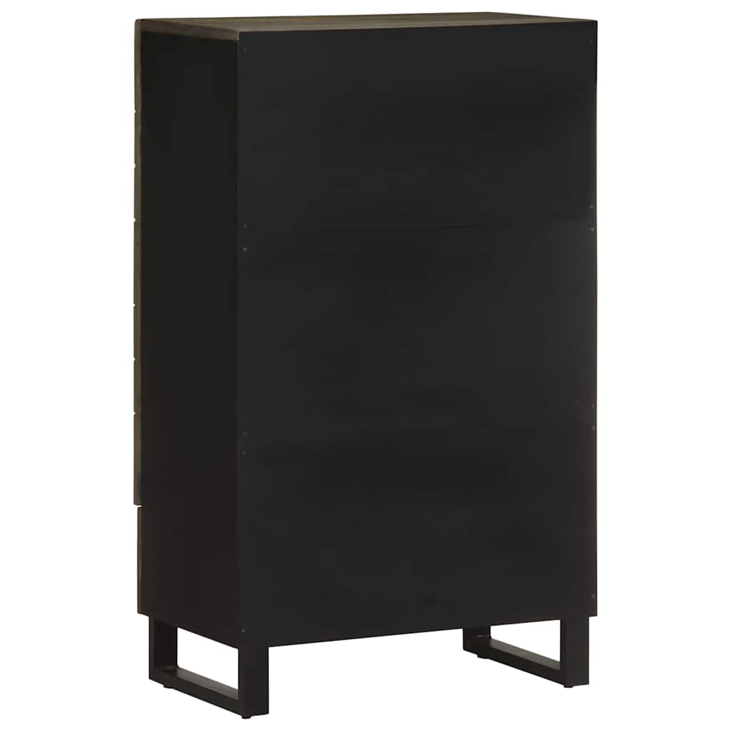 Chest of drawers, black, 60x33x100cm, solid mango wood
