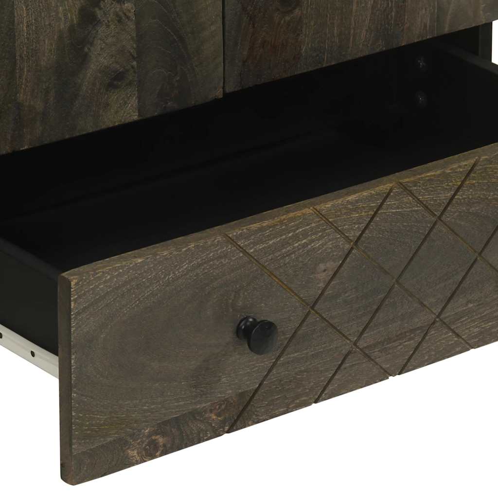 Chest of drawers, black, 60x33x100cm, solid mango wood