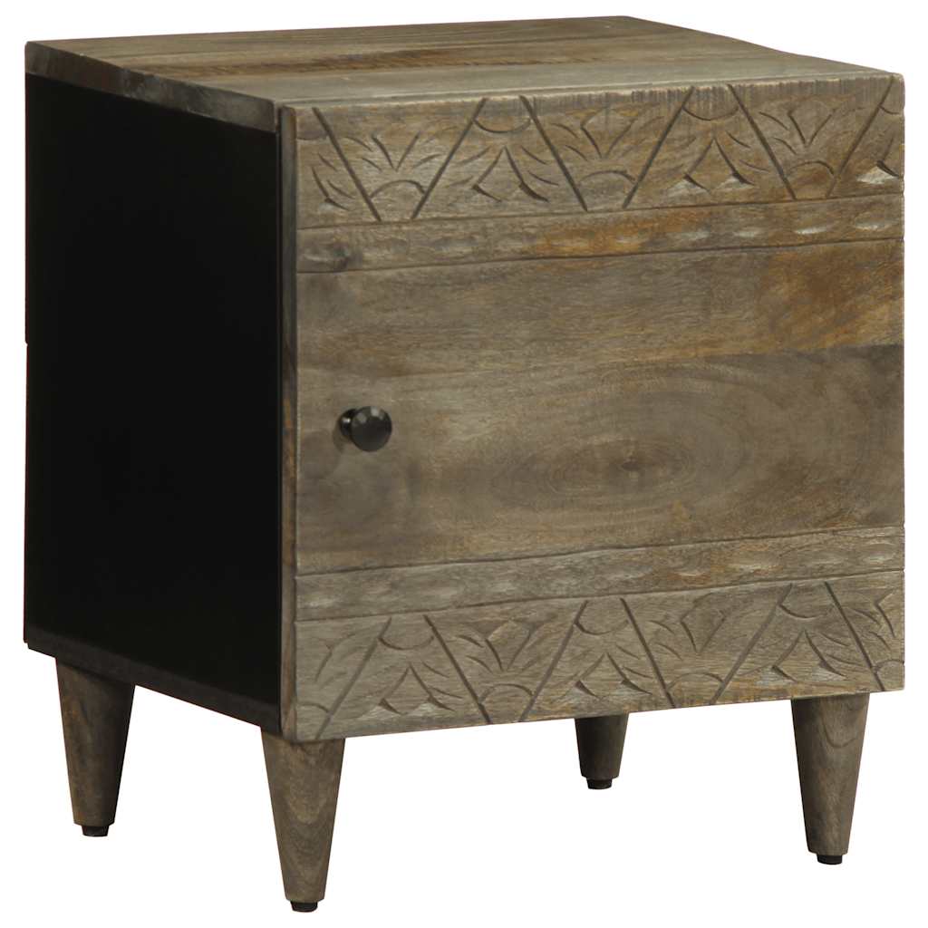 Bedside table light grey 40x33x46 cm solid mango wood