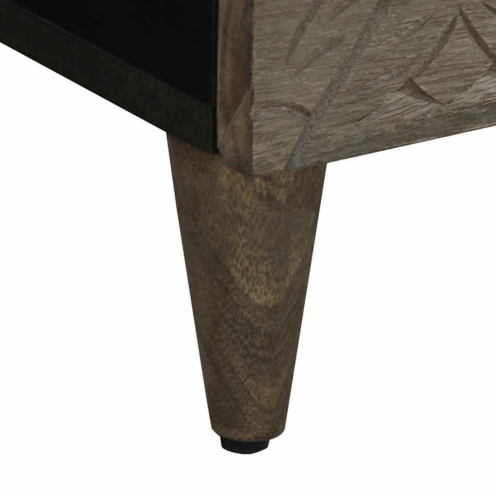 Bedside table light grey 40x33x46 cm solid mango wood