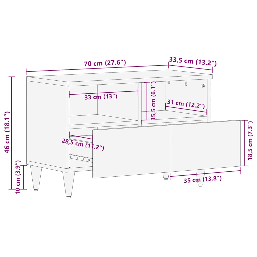 light grey solid mango wood TV cabinet