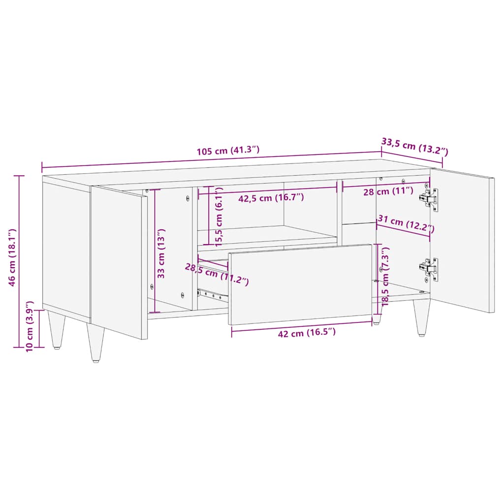 light grey solid mango wood TV cabinet