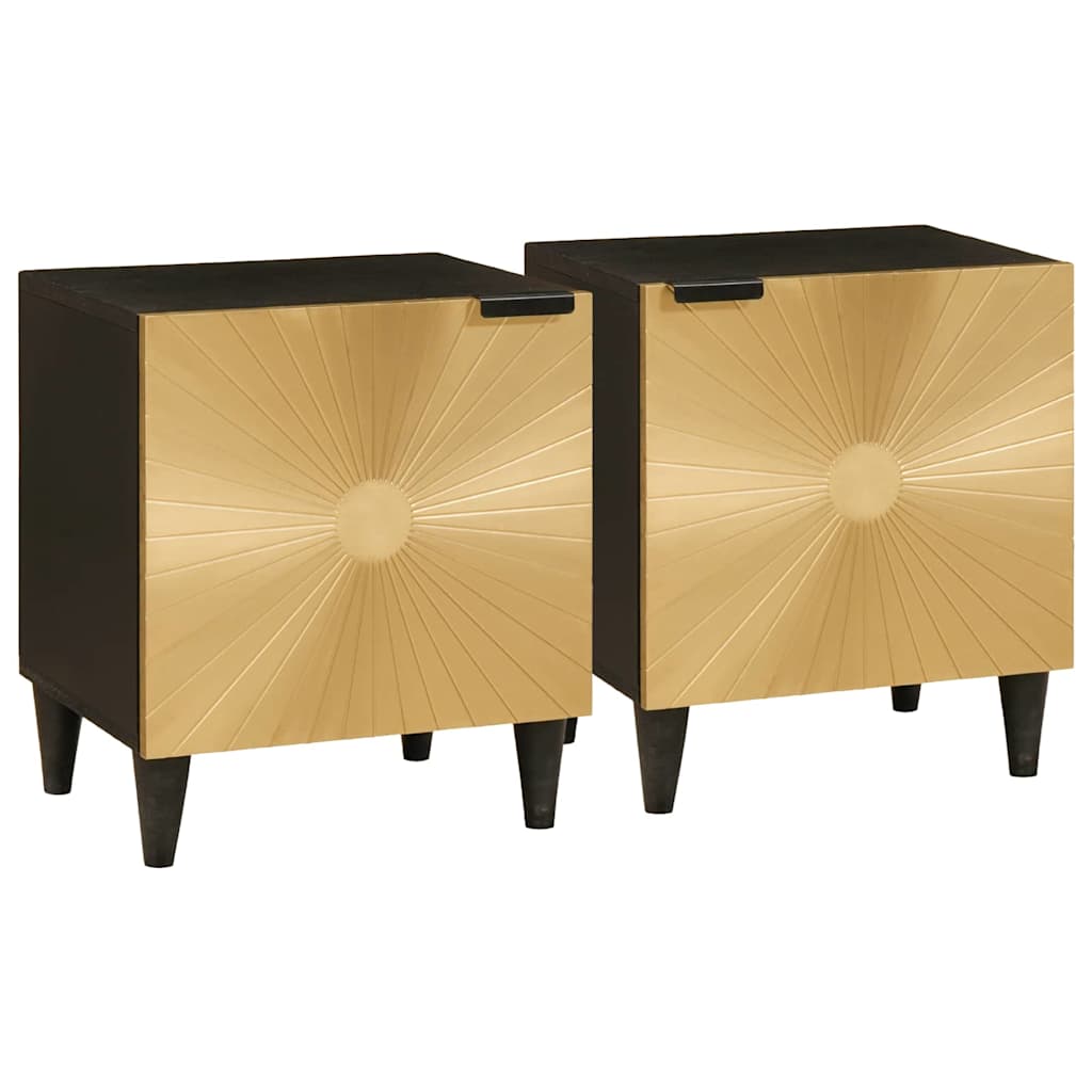 Naktinis staliukas 2 pcs Juodas ir auksinis 40 x 33.5 x 46 cm