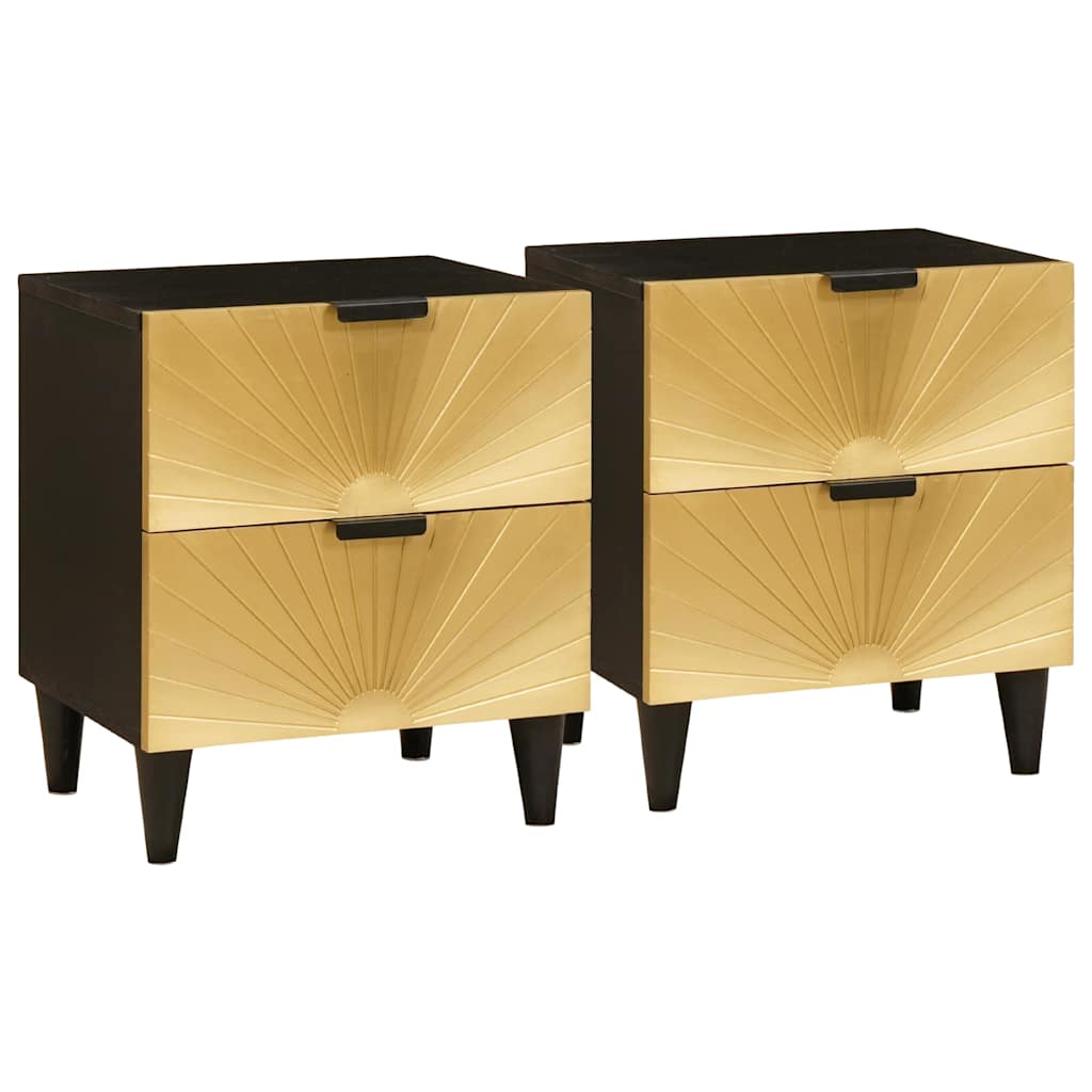 Naktinis staliukas 2 pcs Juodas ir auksinis 40 x 33.5 x 46 cm