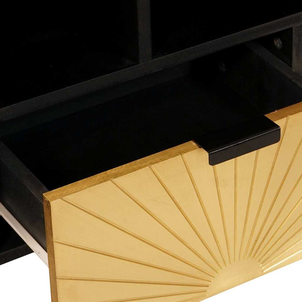TV Cabinet Black and Gold 100 x 33 x 46 cm
