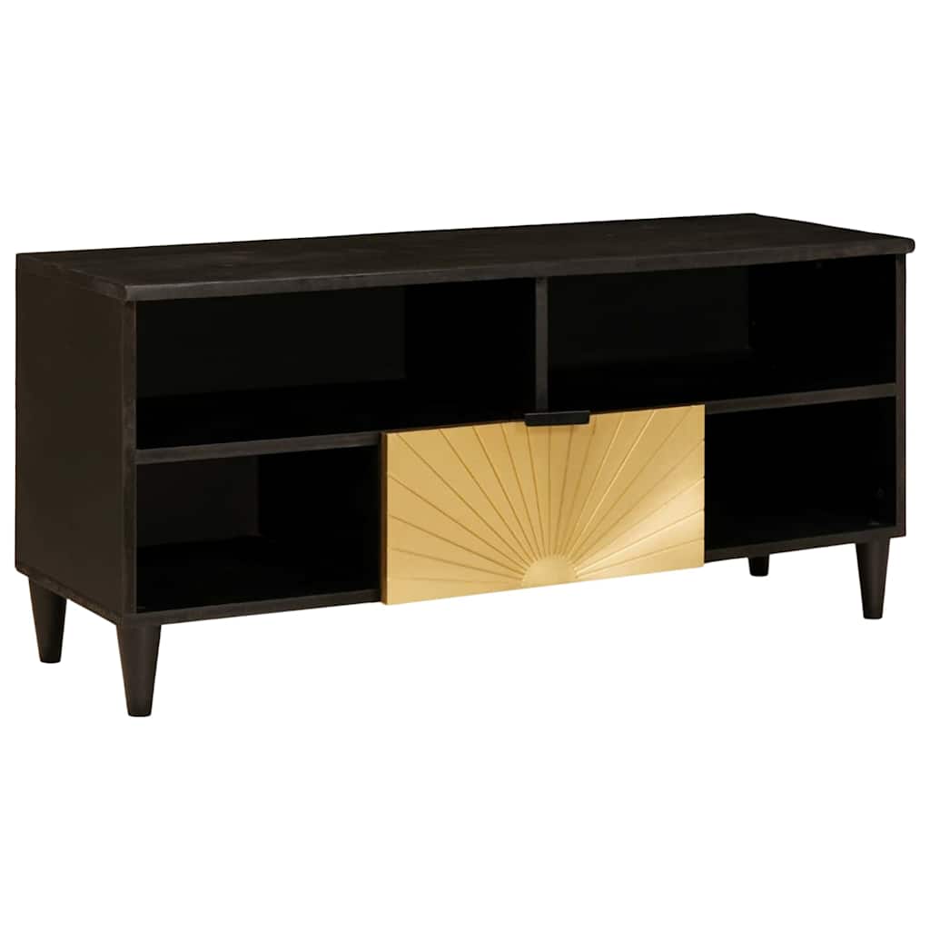 TV Cabinet Black and Gold 100 x 33 x 46 cm