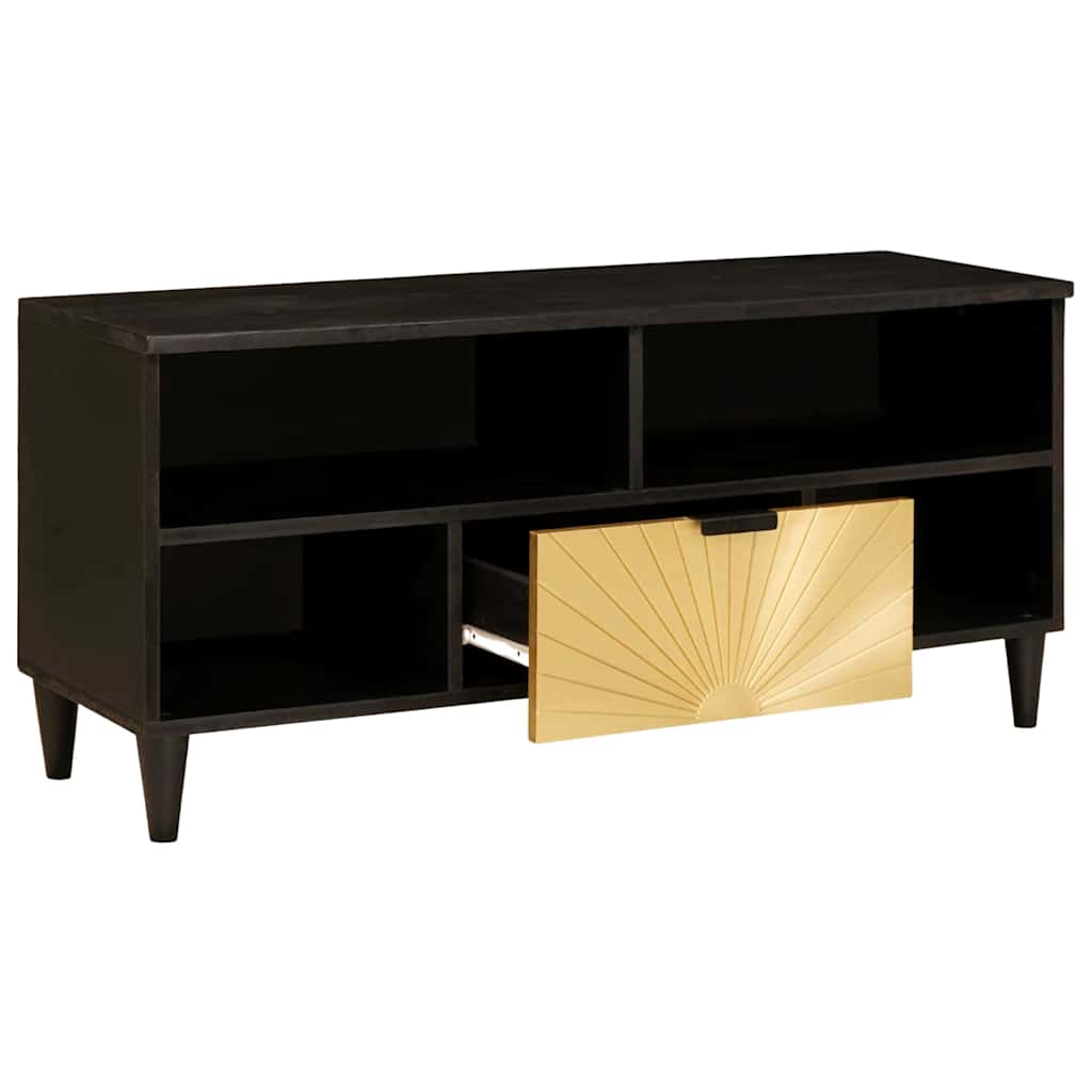 TV Cabinet Black and Gold 100 x 33 x 46 cm