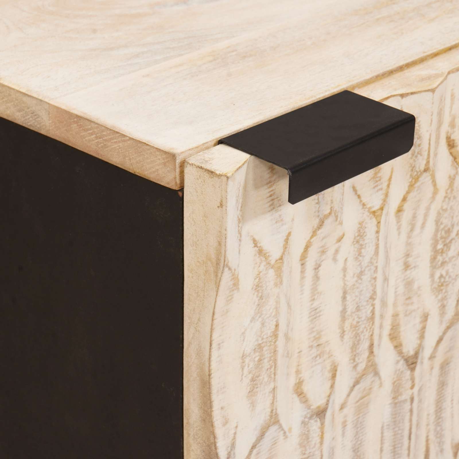 Bedside table White 40 x 33.5 x 46 cm Solid mango wood