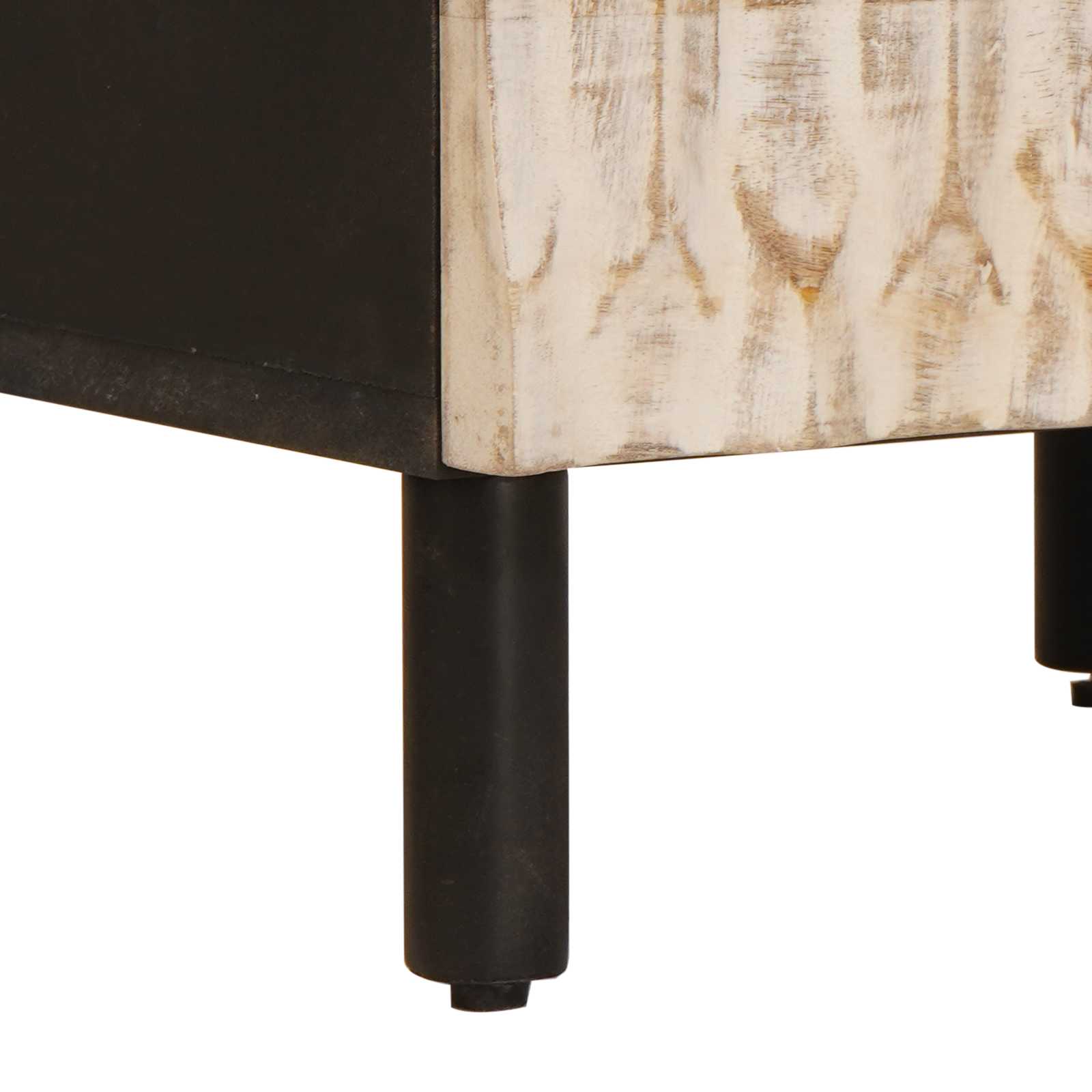 Bedside table White 40 x 33.5 x 46 cm Solid mango wood