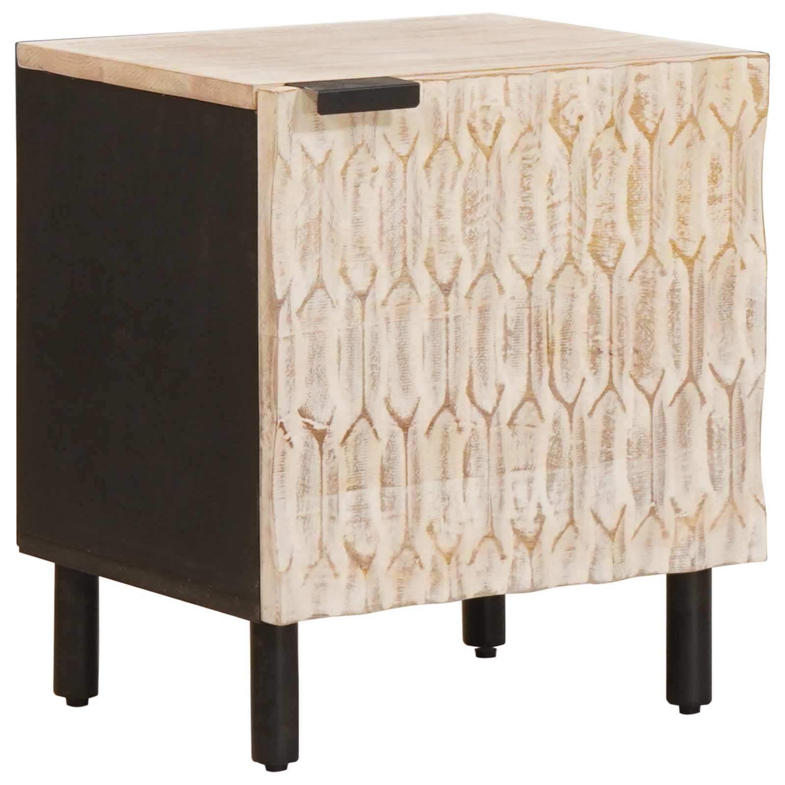 Bedside table White 40 x 33.5 x 46 cm Solid mango wood