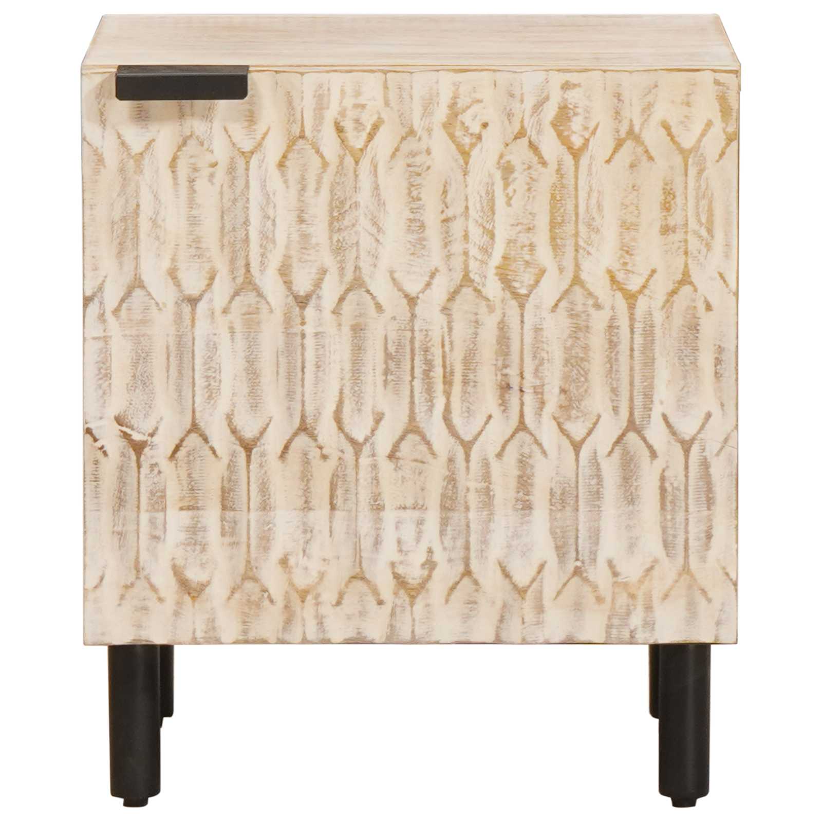 Bedside table White 40 x 33.5 x 46 cm Solid mango wood