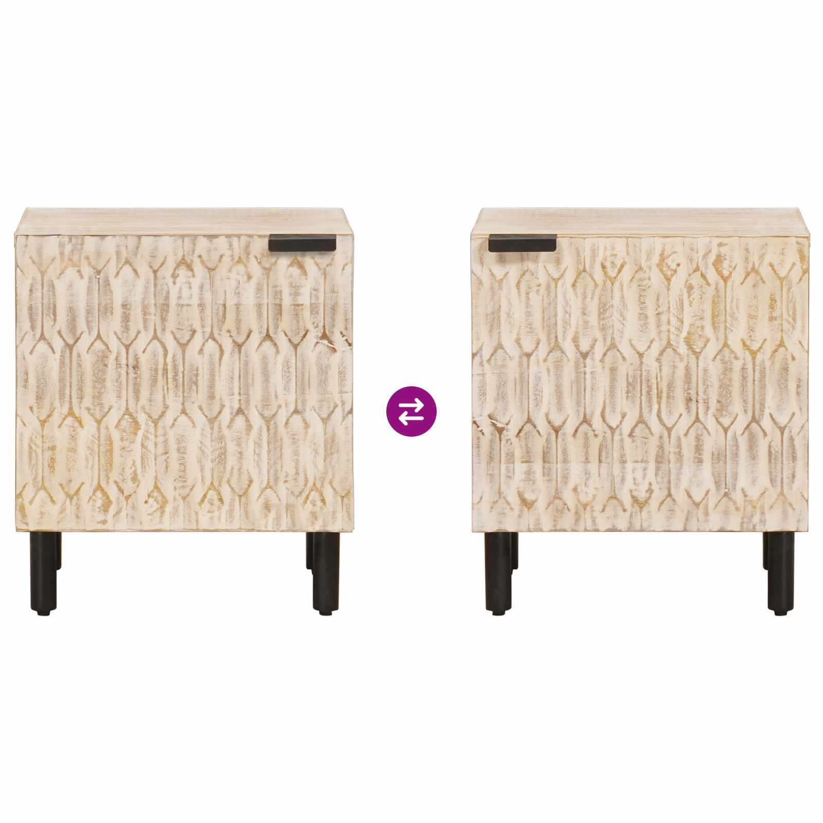 Bedside table White 40 x 33.5 x 46 cm Solid mango wood