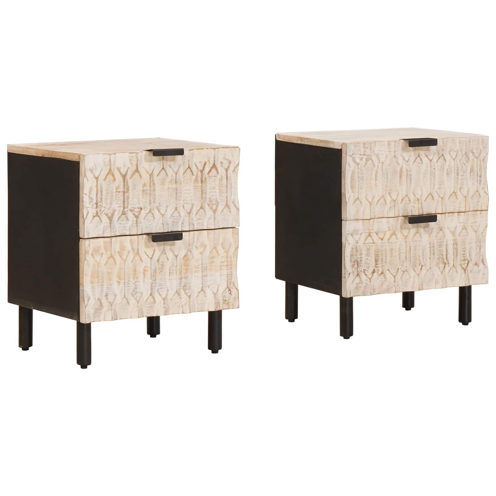Šalia lovos spintelė su stalčių 2 pcs Balta 40 x 33,5 x 46 cm