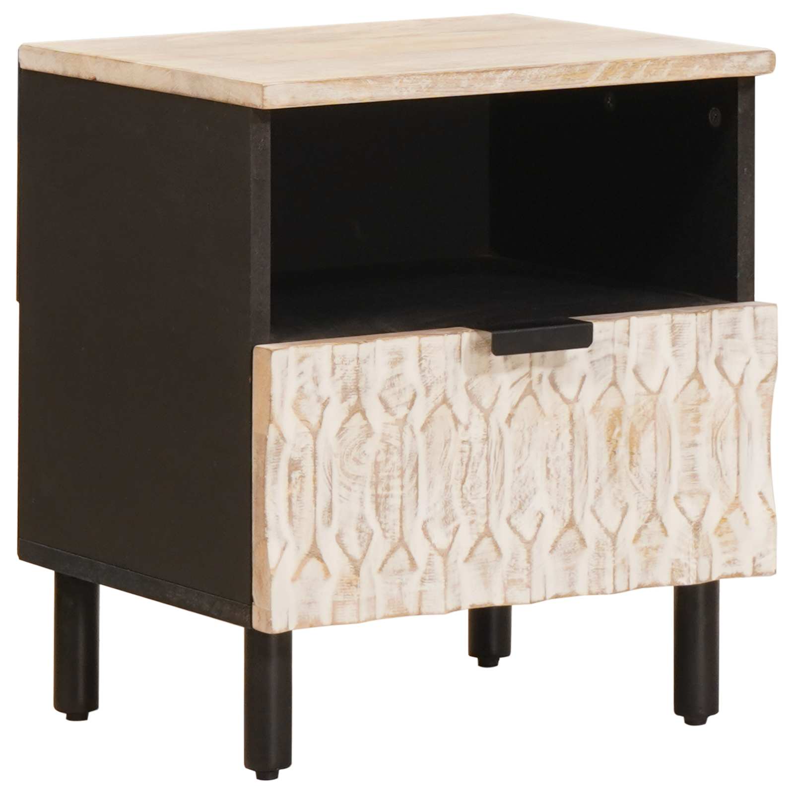 Bedside cabinet White 40 x 33 x 46 cm Solid mango wood