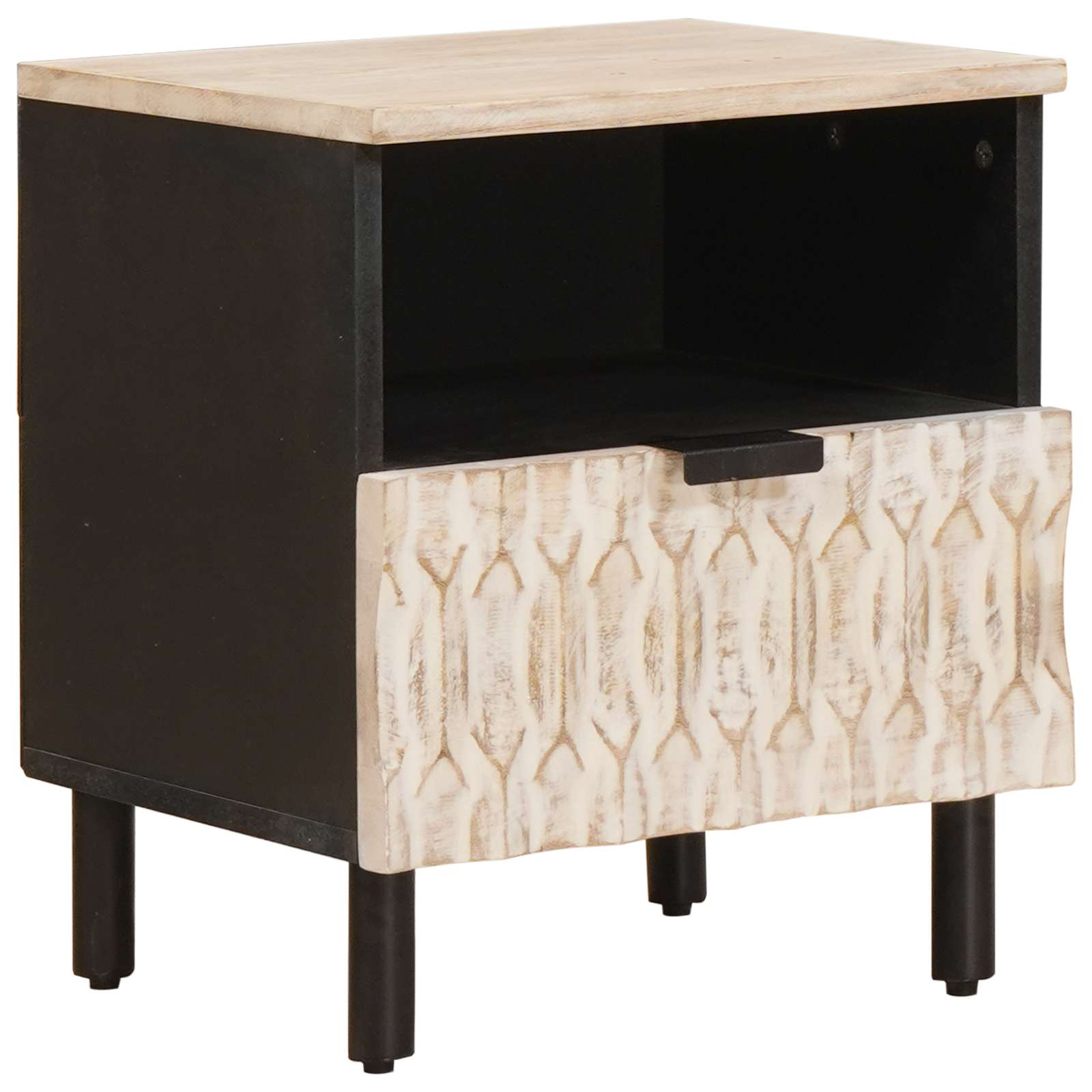 Bedside cabinet White 40 x 33 x 46 cm Solid mango wood