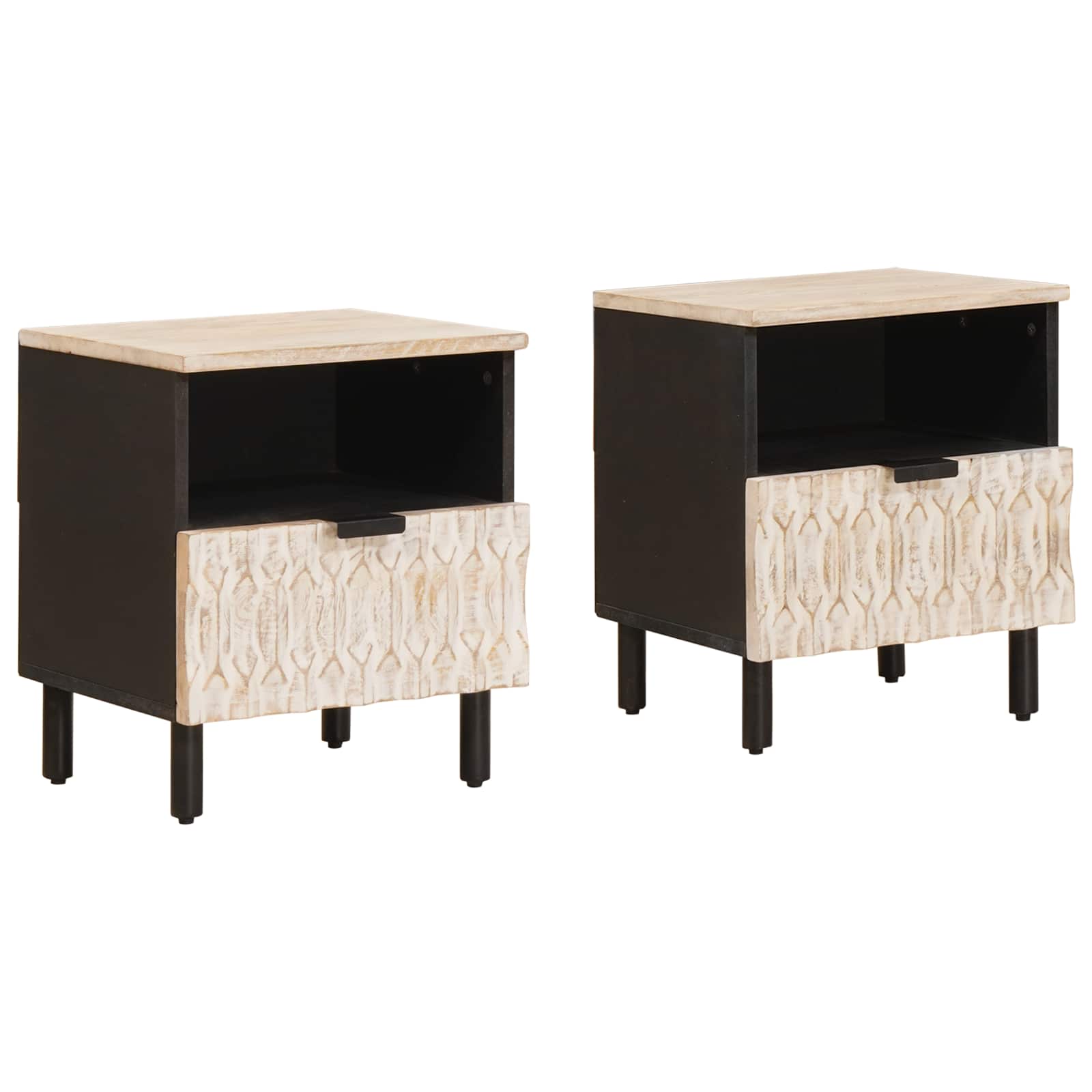 Bedside table with drawer 2 pcs White 40 x 33 x 46 cm