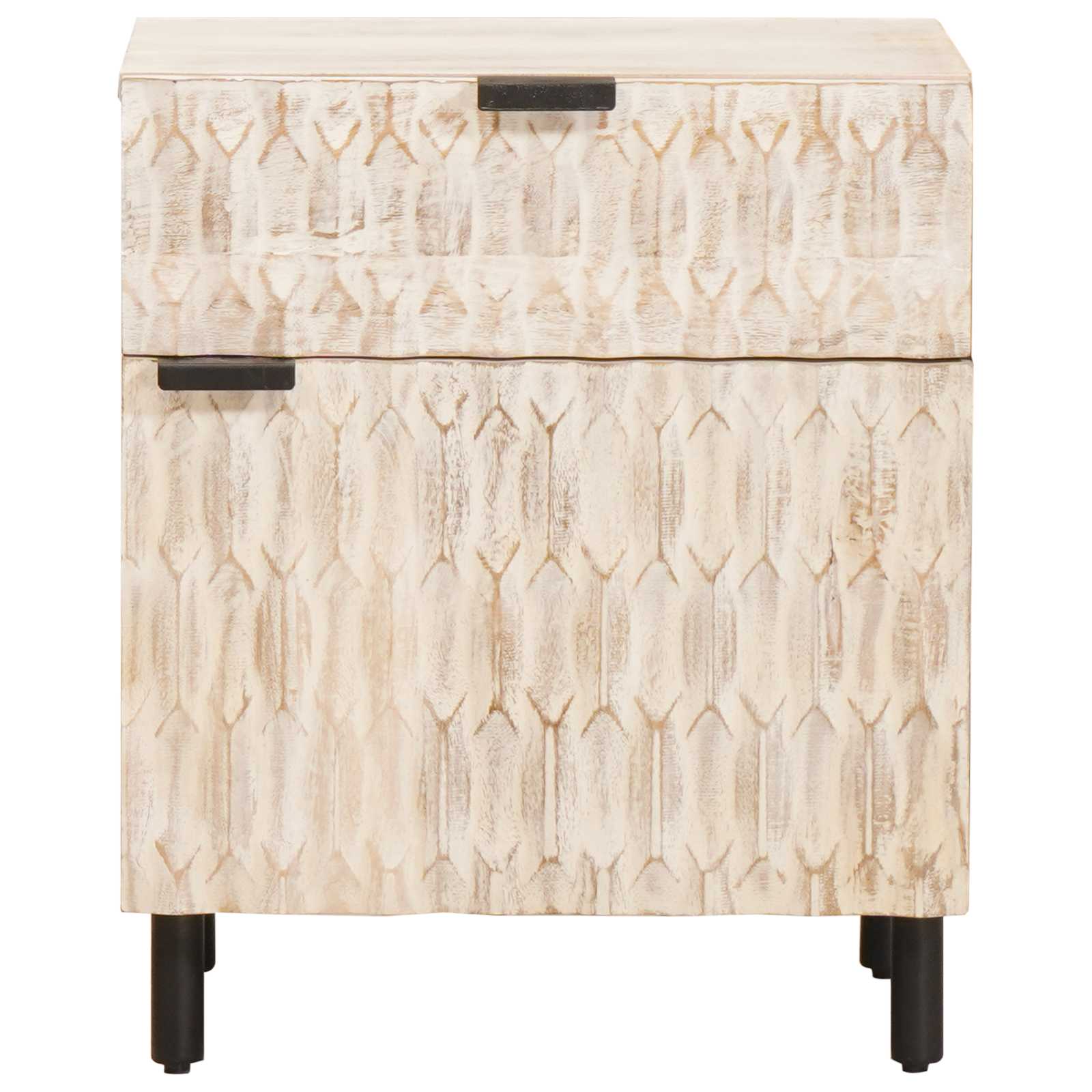 Naktsskapītis balts 50 x 33 x 60 cm ciets mango koks
