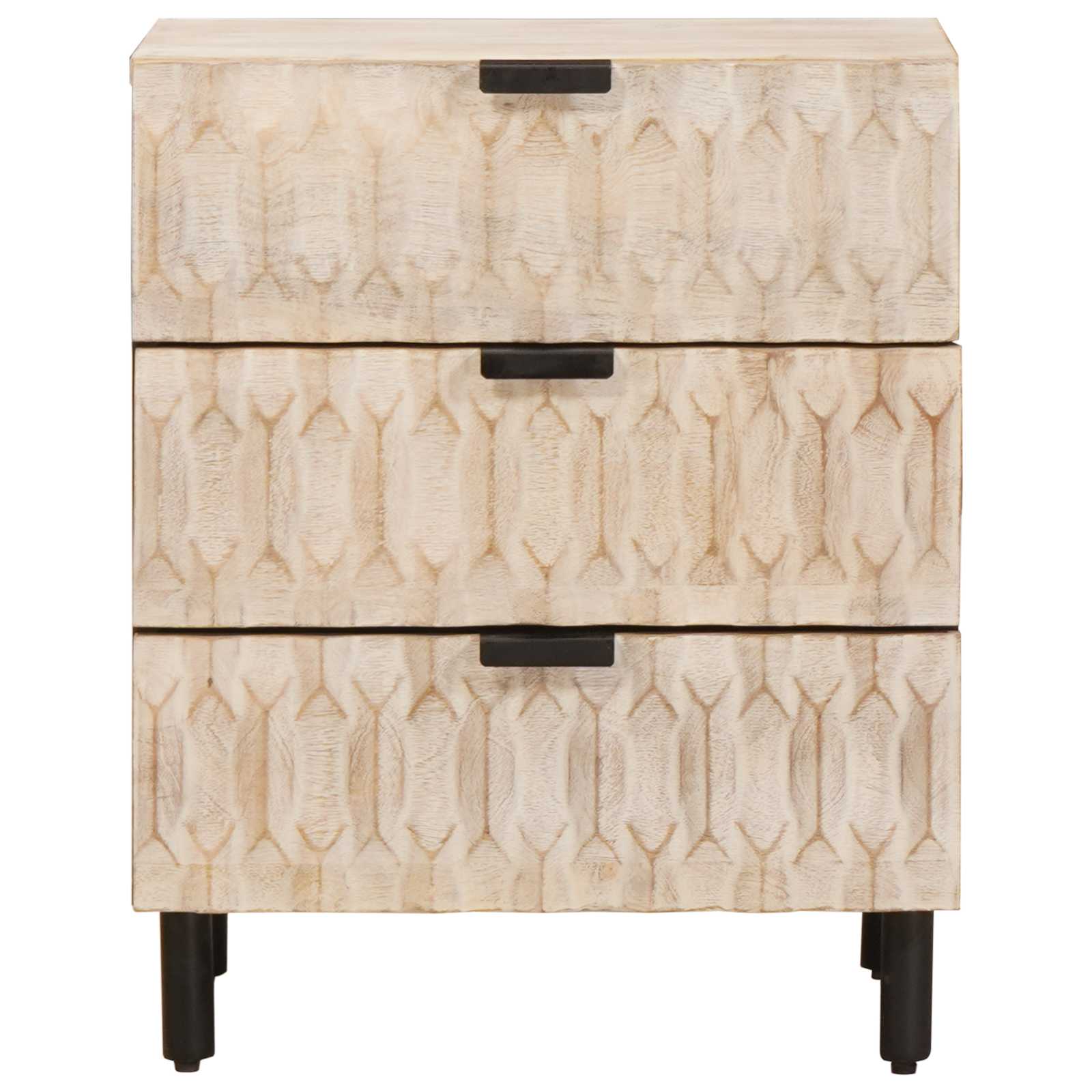 Šalia lovos spintelė Balta 50 x 33 x 62 cm Kietas mango medis