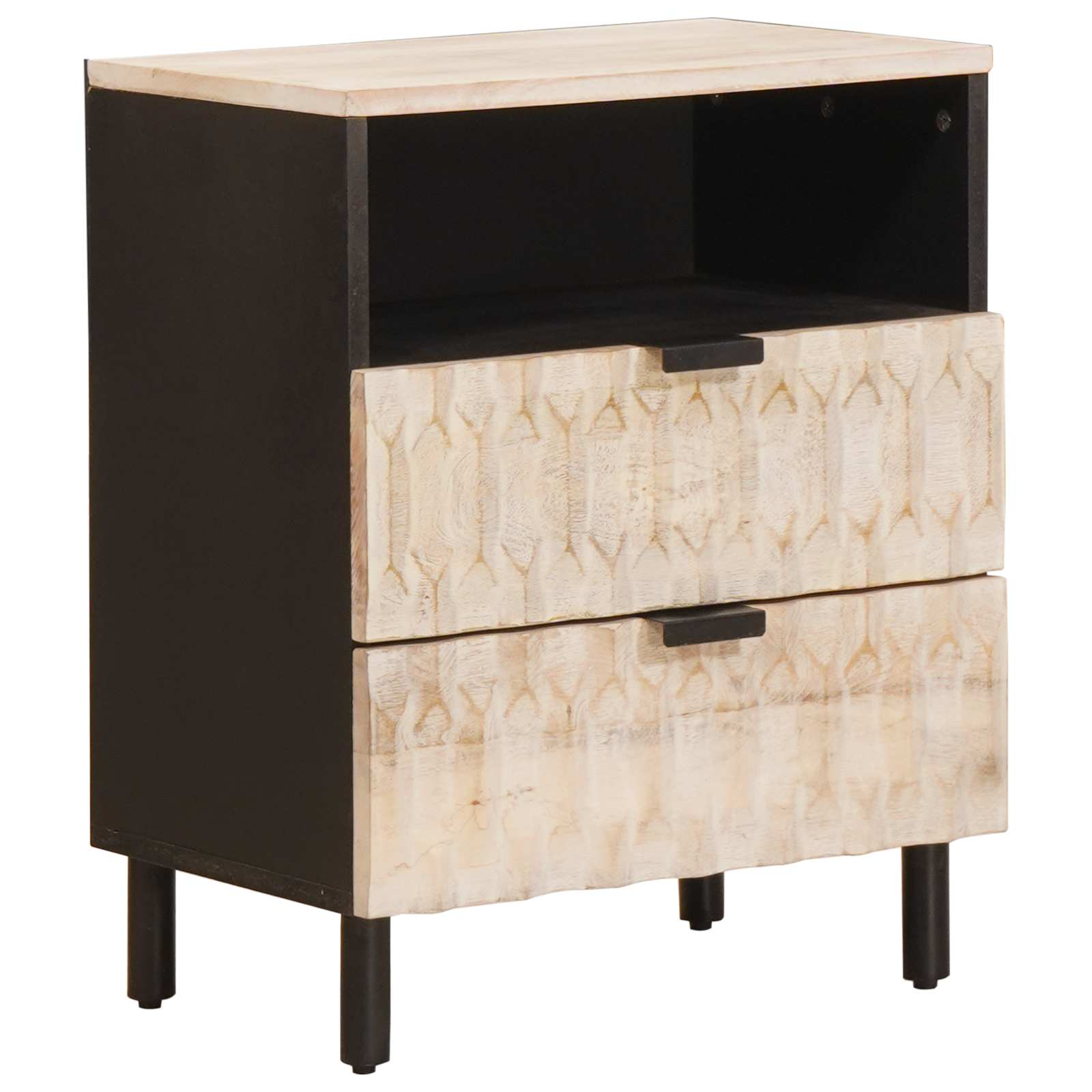 Šalia lovos spintelė Balta 50 x 33 x 60 cm Kietas mango medis