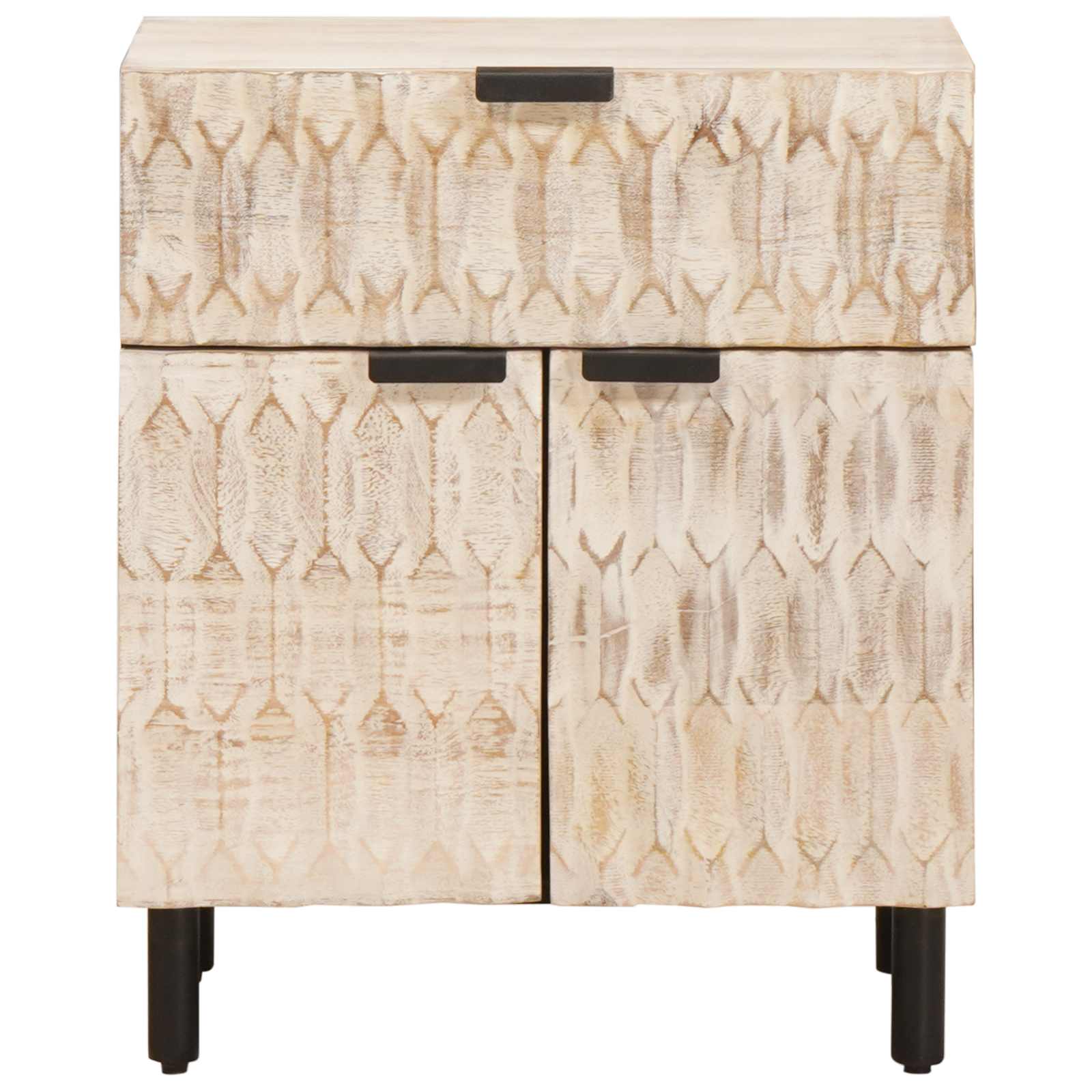Šalia lovos spintelė Balta 50 x 33 x 60 cm Kietas mango medis