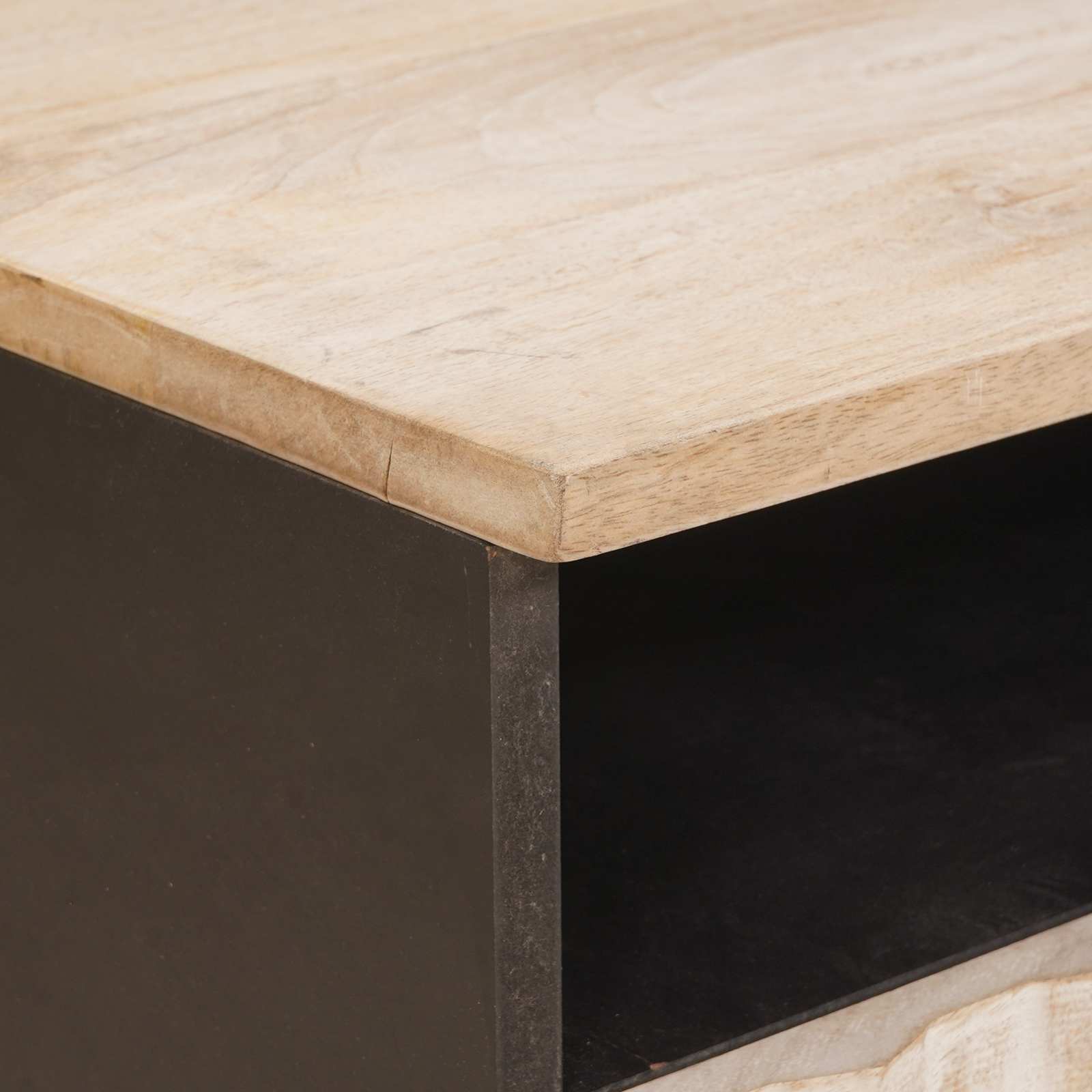 Coffee table White 80 x 54 x 40 cm Solid mango wood