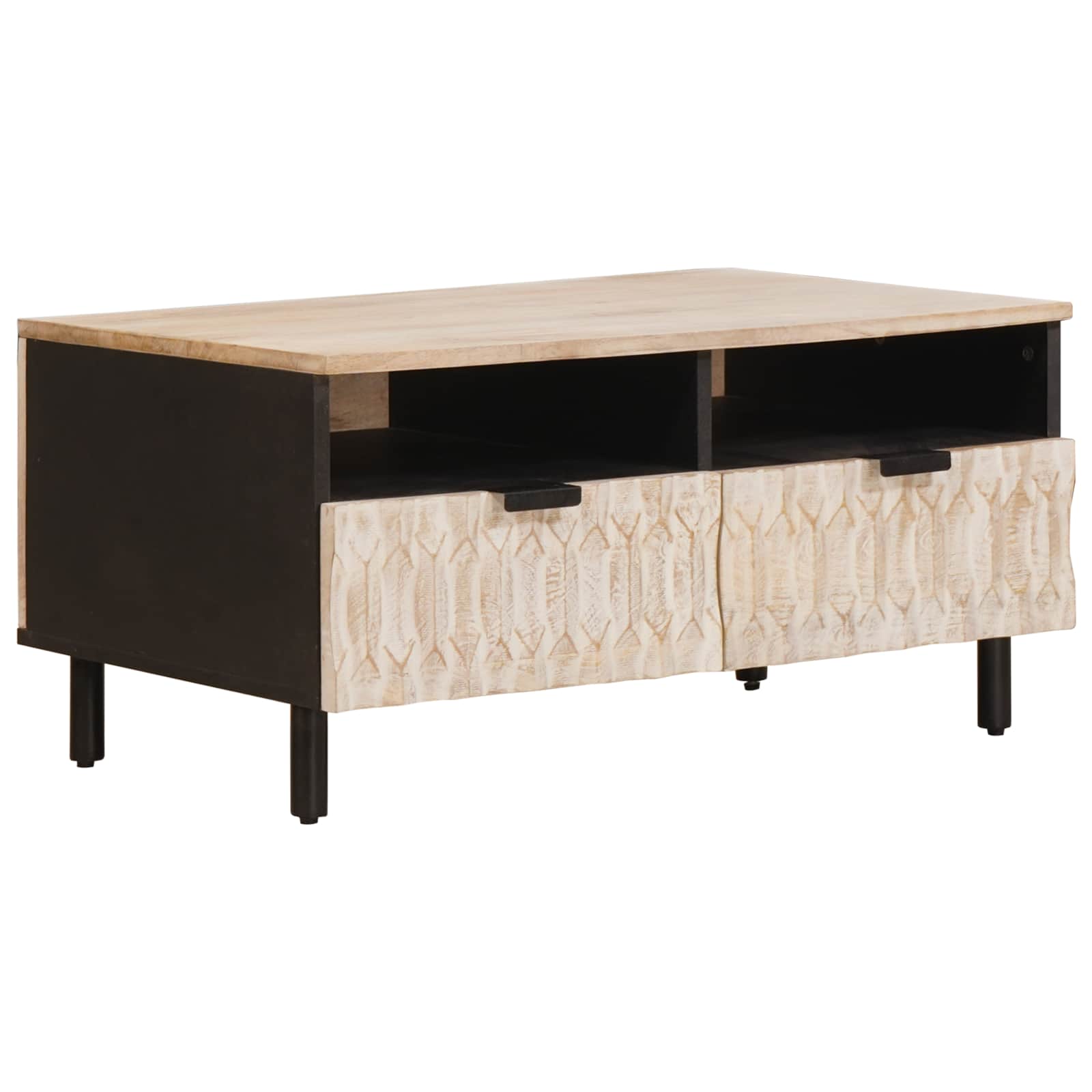 Coffee table White 80 x 54 x 40 cm Solid mango wood
