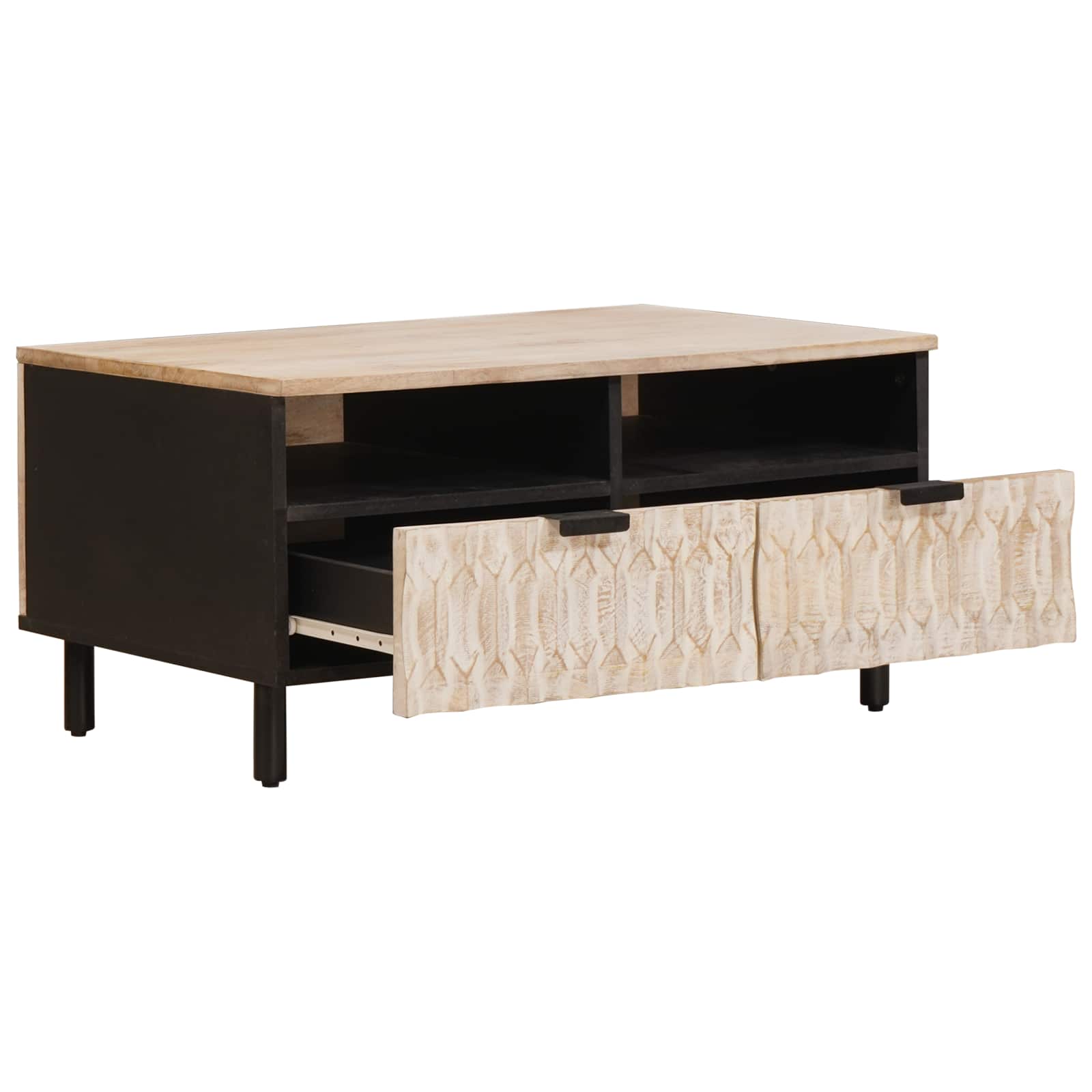 Coffee table White 80 x 54 x 40 cm Solid mango wood
