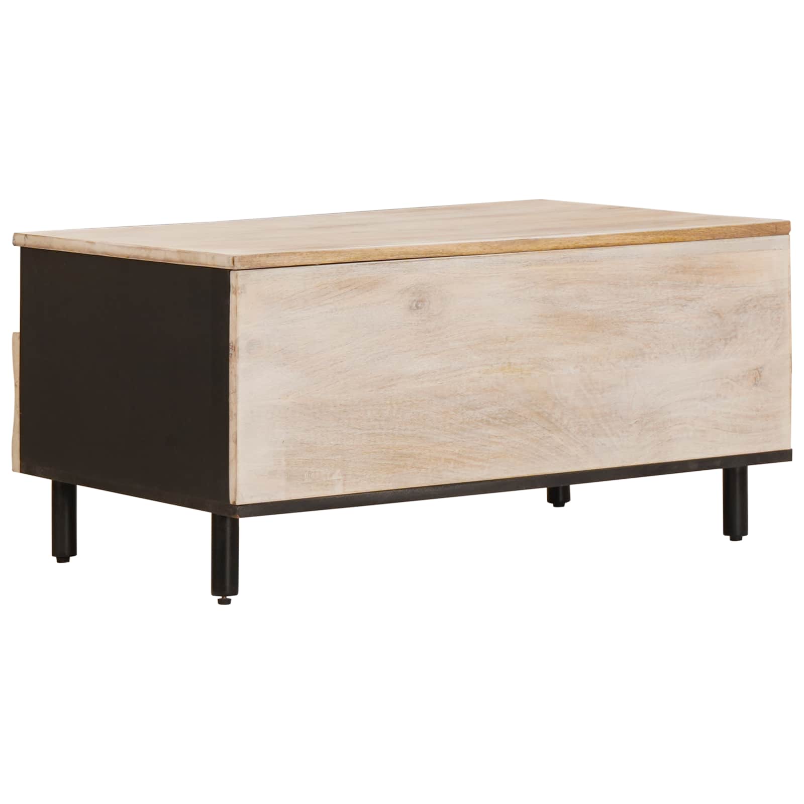 Coffee table White 80 x 54 x 40 cm Solid mango wood