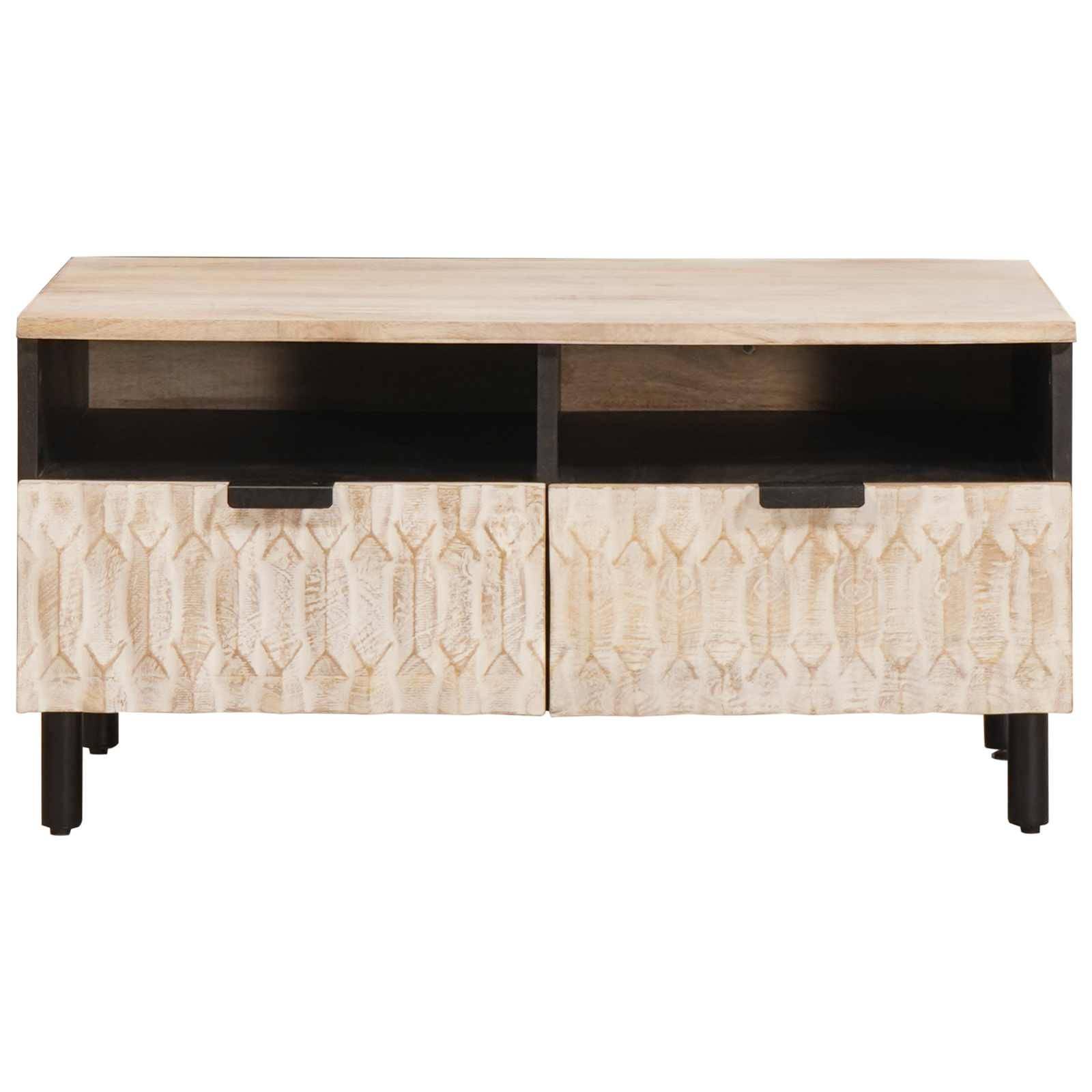 Coffee table White 80 x 54 x 40 cm Solid mango wood