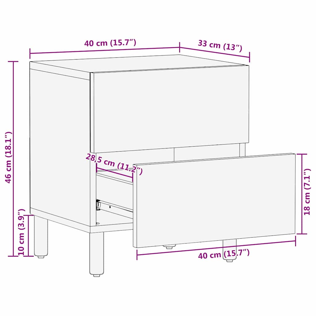 Šalia lovos spintelė su stalčių 2 pcs Ruda 40 x 33,5 x 46 cm