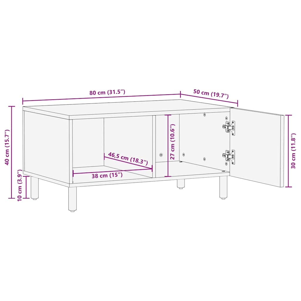 Coffee Table Brown 80 x 50 x 40 cm Solid Mango Wood
