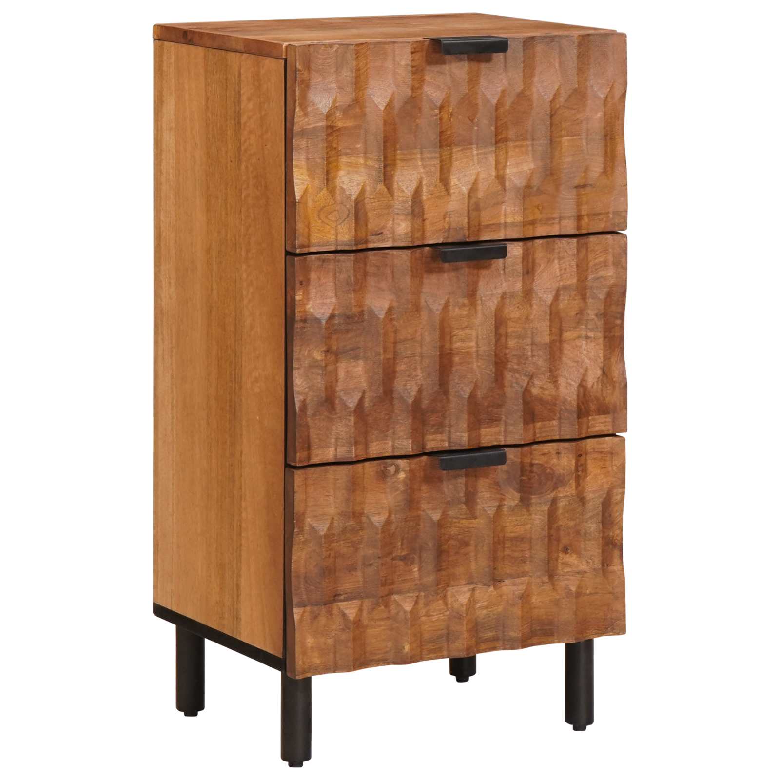 Cabinet with drawer Acacia brown finish 40 x 33.5 x 75 cm