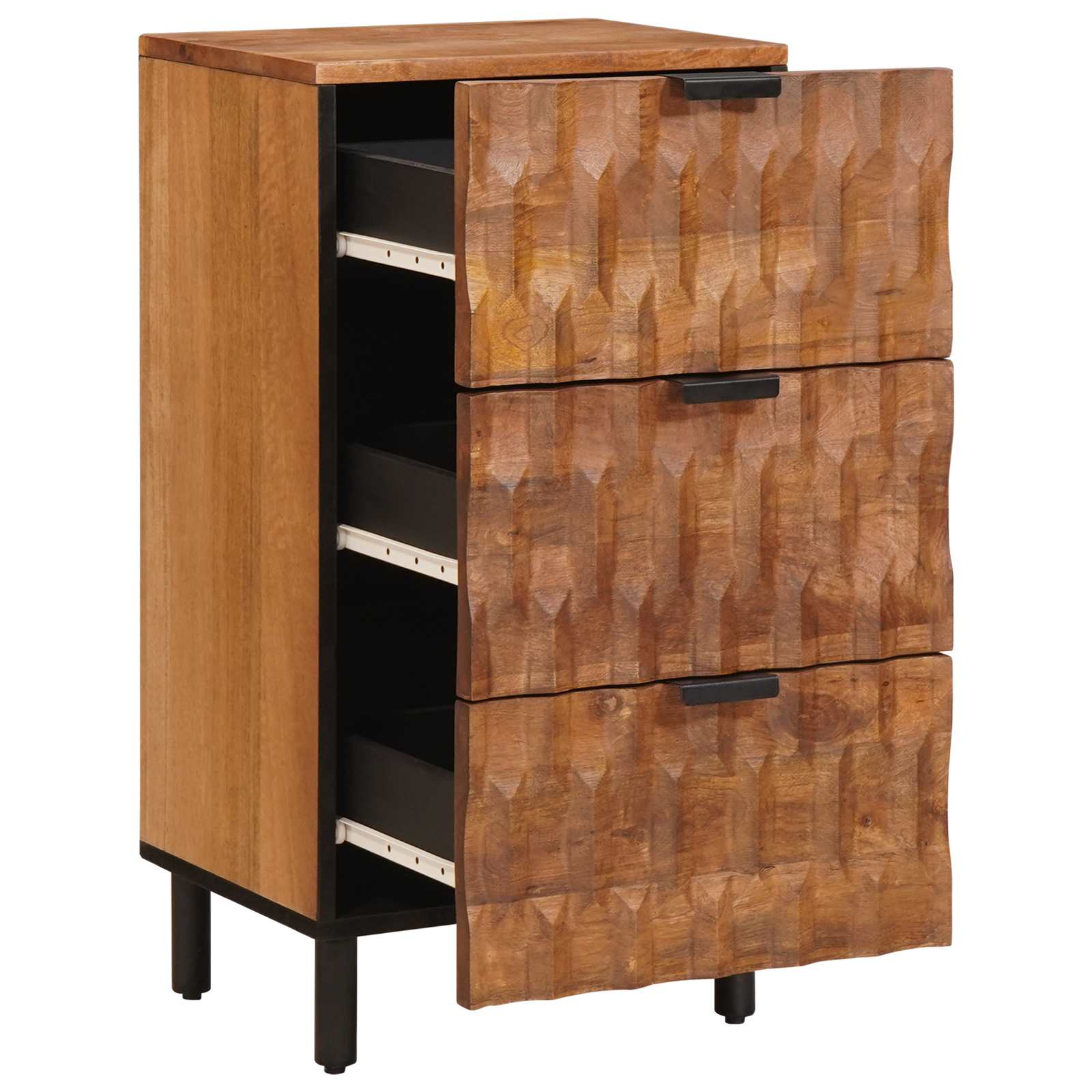 Cabinet with drawer Acacia brown finish 40 x 33.5 x 75 cm