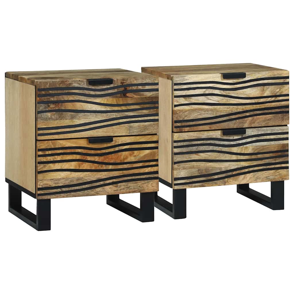 Naktiniai staliukai 2 vnt 40x33.5x46 cm Tvirtas mango medžio masyvas ir inžinerinis medis