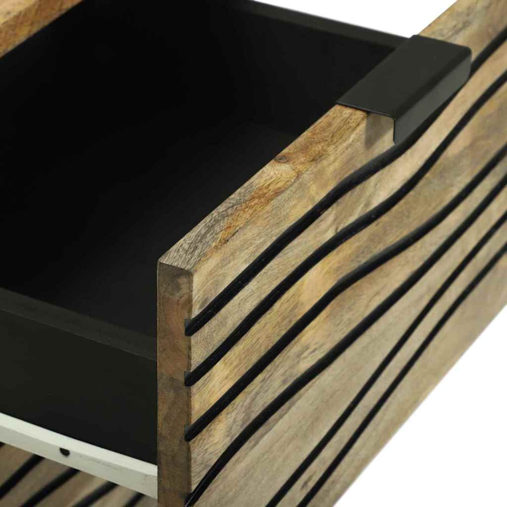 Side cabinet - 40 x 33.5 x 75 cm, made from solid mango wood and engineered wood.