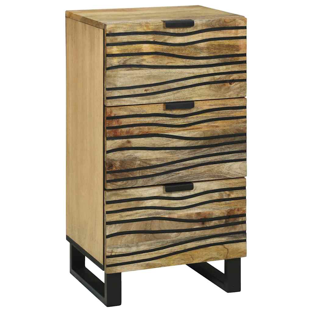 Side cabinet - 40 x 33.5 x 75 cm, made from solid mango wood and engineered wood.