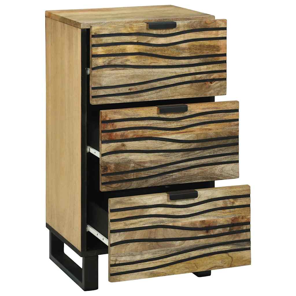 Side cabinet - 40 x 33.5 x 75 cm, made from solid mango wood and engineered wood.