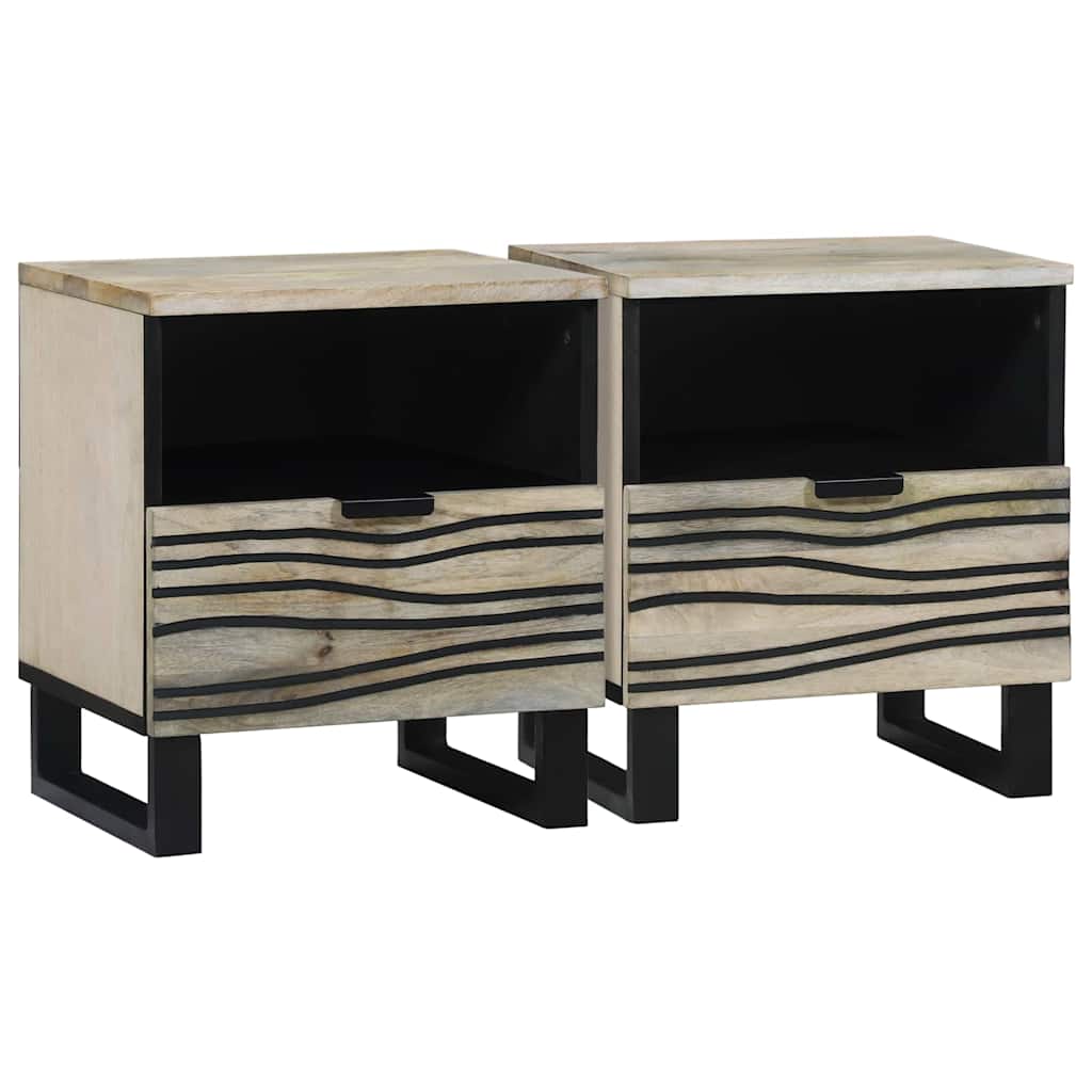 Naktiniai staliukai 2 pcs Balta ir juoda 40 x 33 x 46 cm