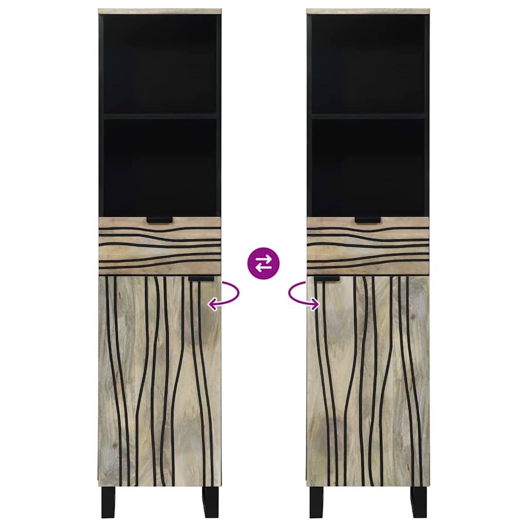 Vonios spintelė su stalčių su lentyna su saugykla su durimis Balta ir juoda 38 x 33.5 x 160 cm