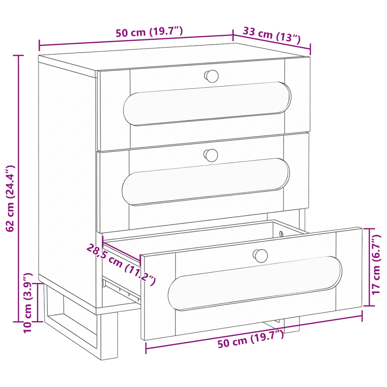 Bedside cabinet with drawer Natural 50 x 33 x 60 cm