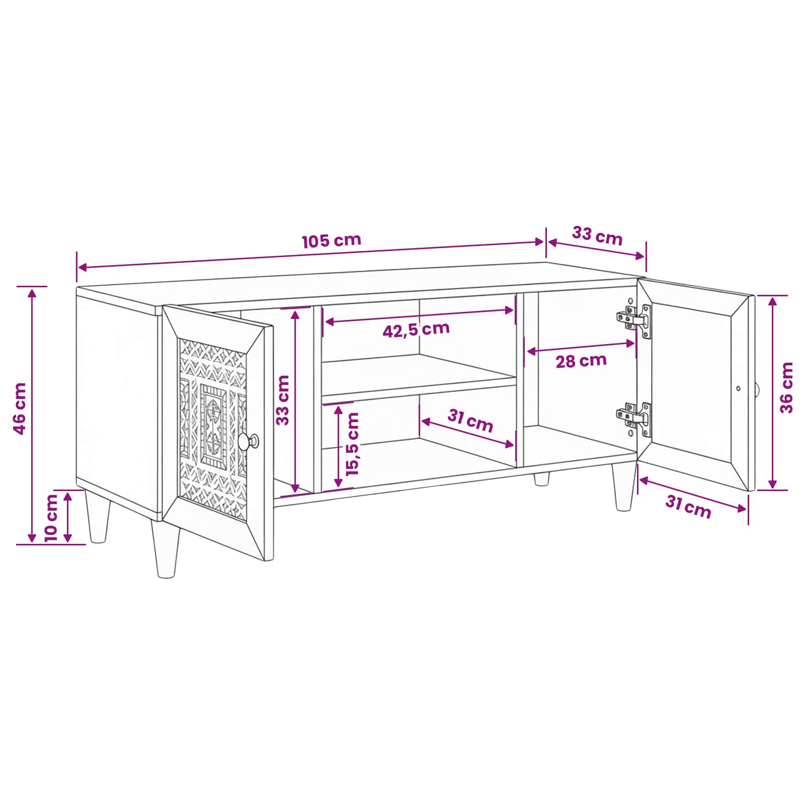 TV skapji Gaiši brūns 105 x 33 x 46 cm Inženierijas koks