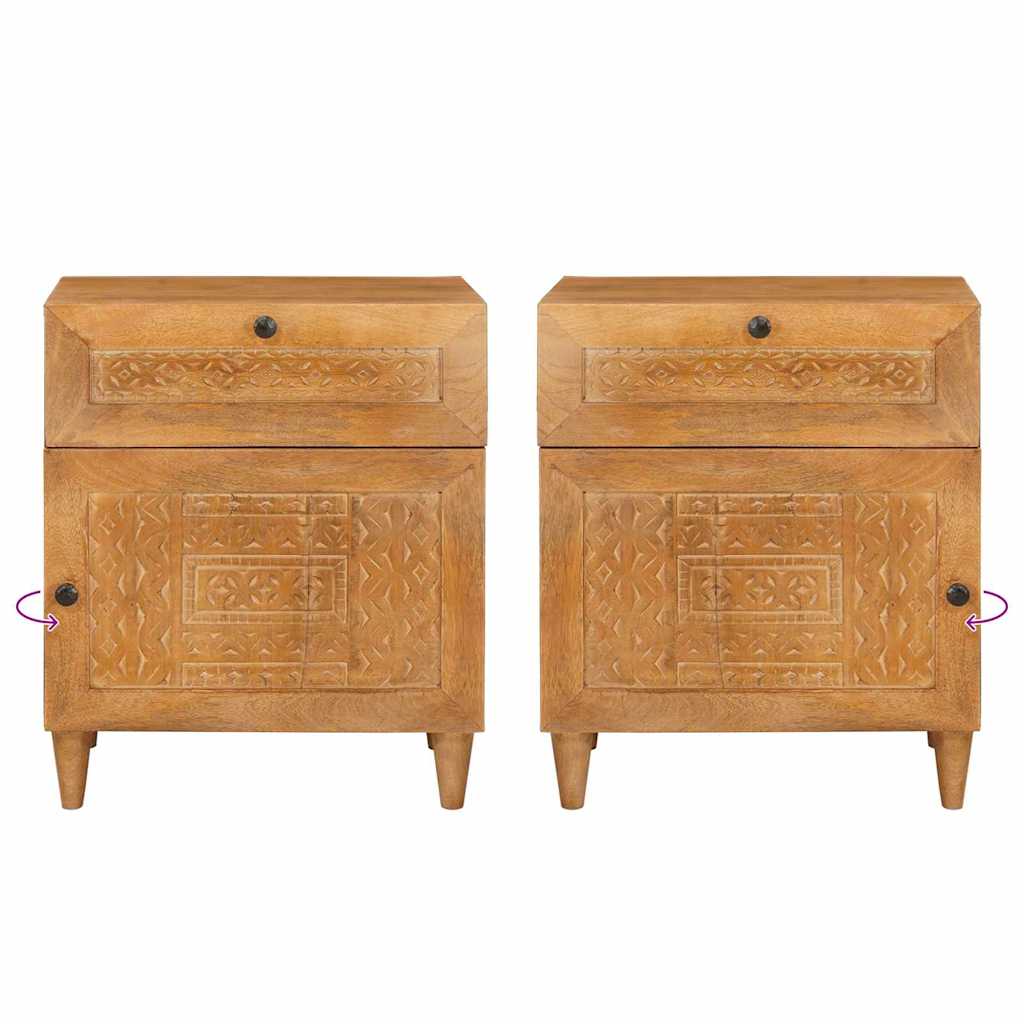 Bedside cabinet with drawers Light brown 50 x 33 x 60 cm
