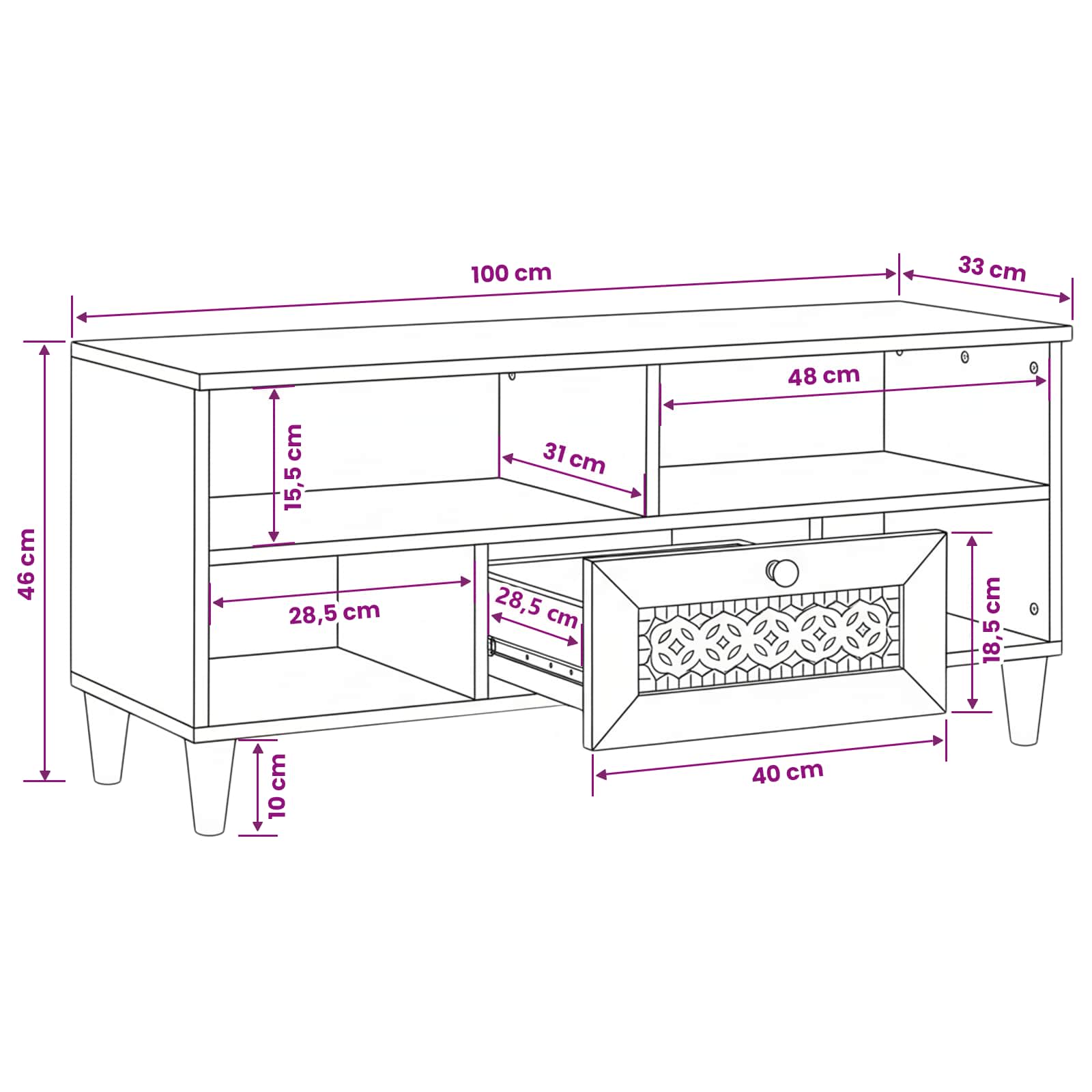 TV vienetai Šviesiai rudas 105 x 33 x 46 cm Apdirbta mediena
