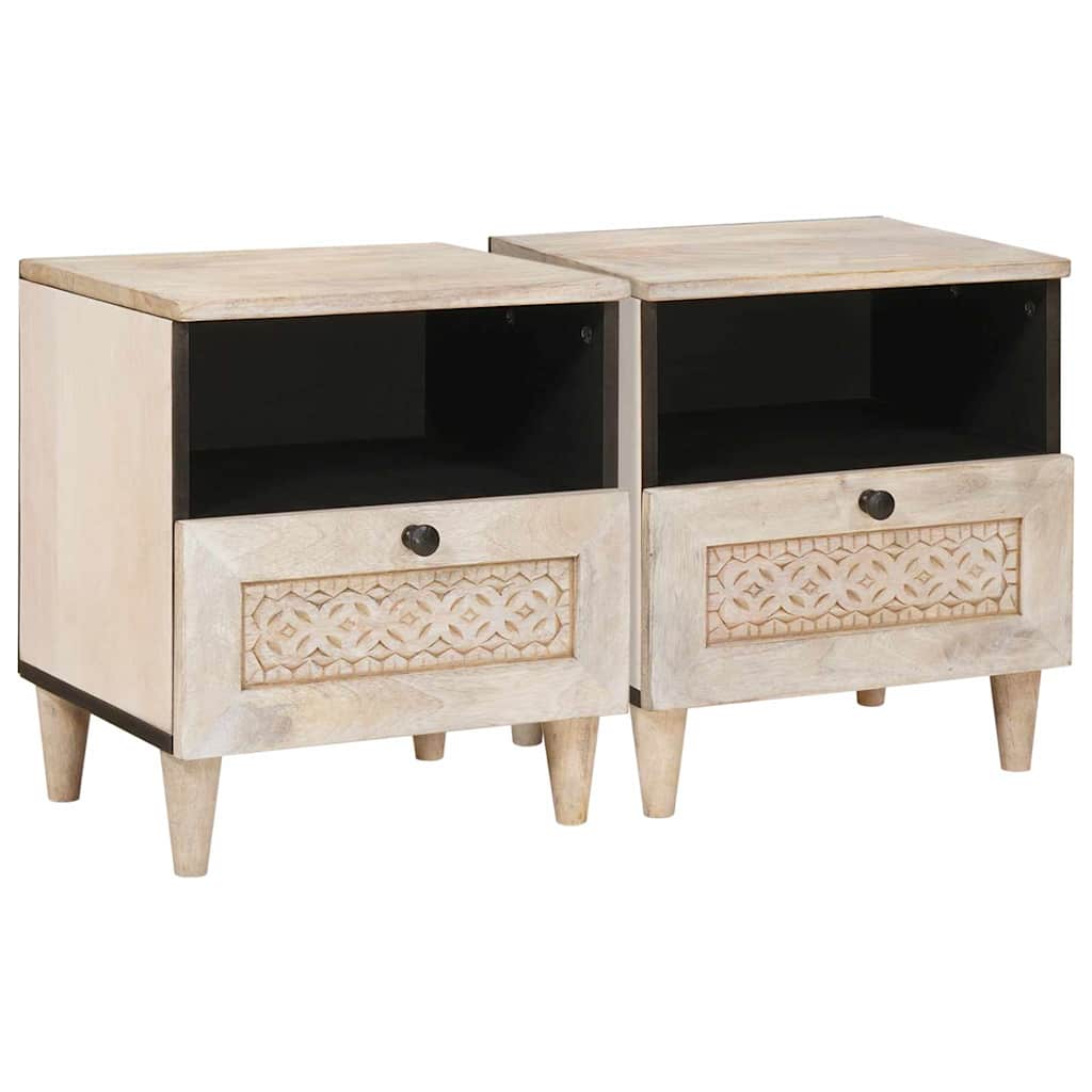 Šalia lovos spintelė su stalčių 2 pcs Smėlio 40 x 33 x 46 cm