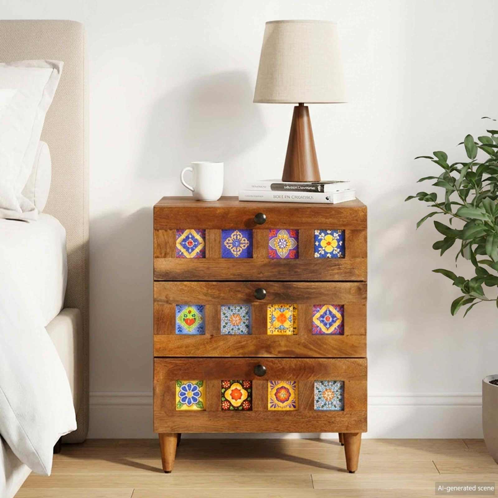 Bedside Cabinet Brown 50 x 33 x 60 cm Solid Mango Wood