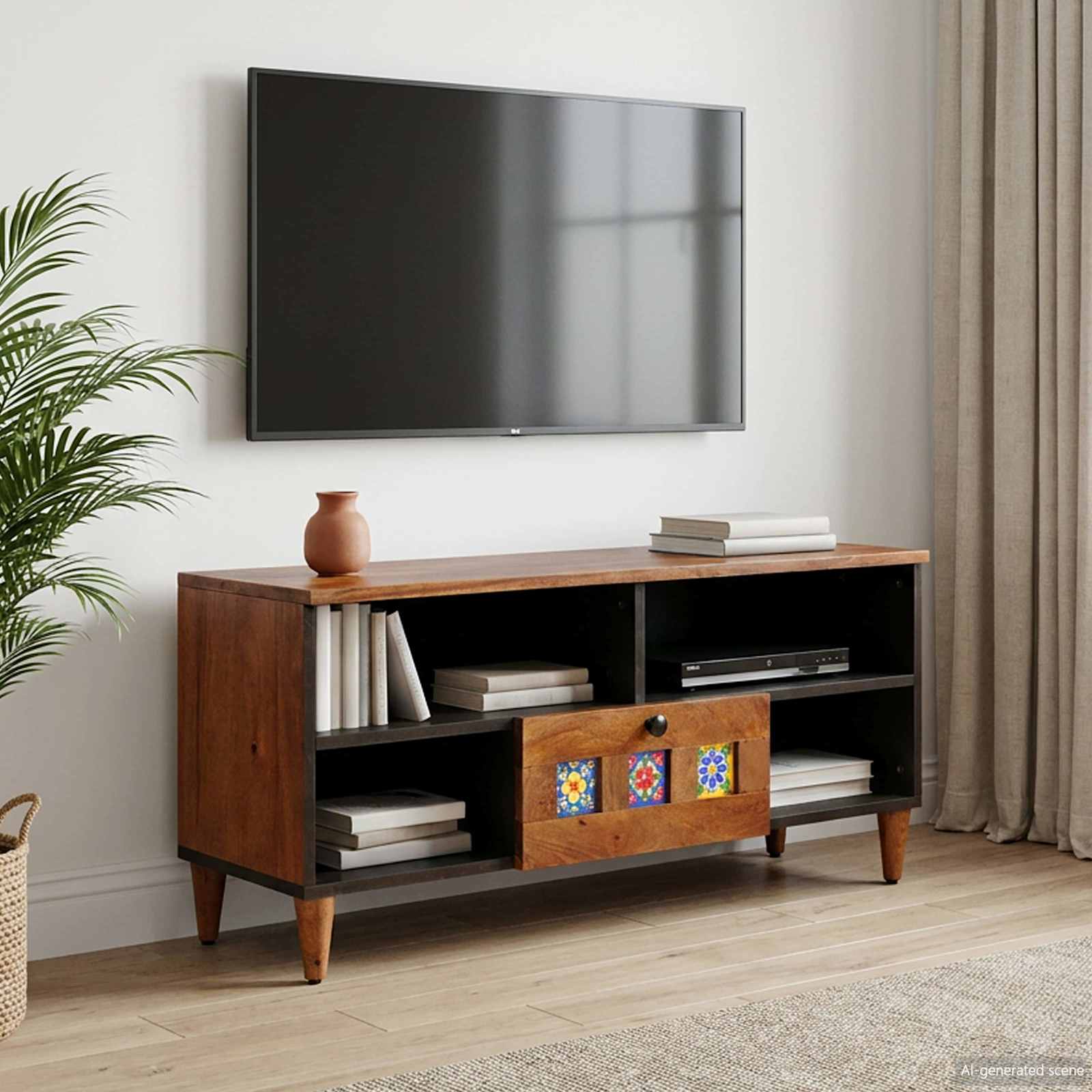 TV cabinet walnut 100 x 33.5 x 46 cm