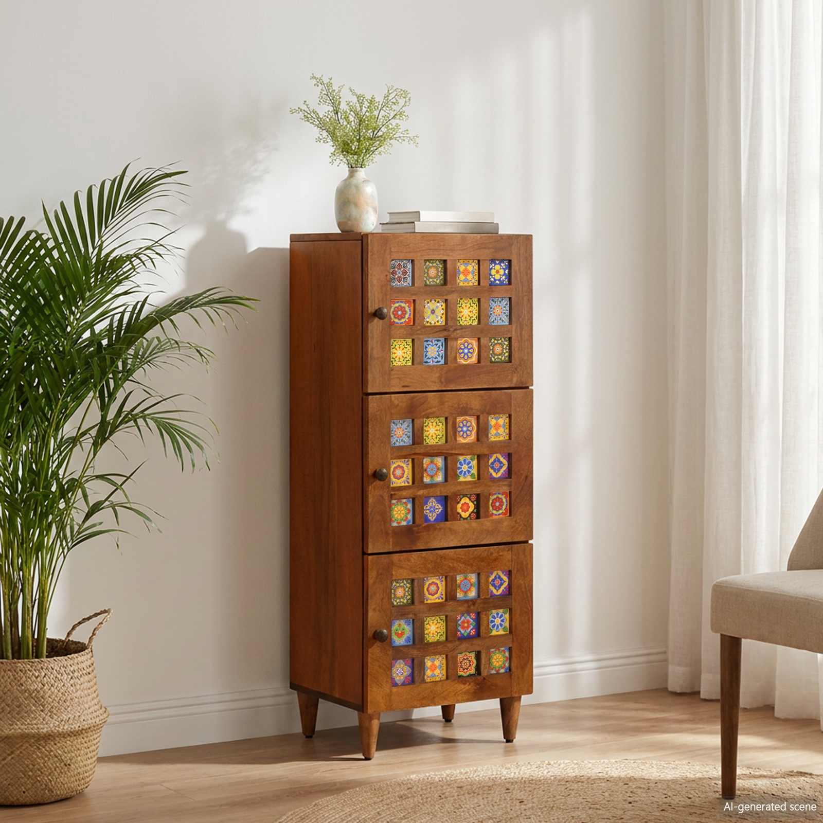 Highboard walnut 40 x 33.5 x 110 cm
