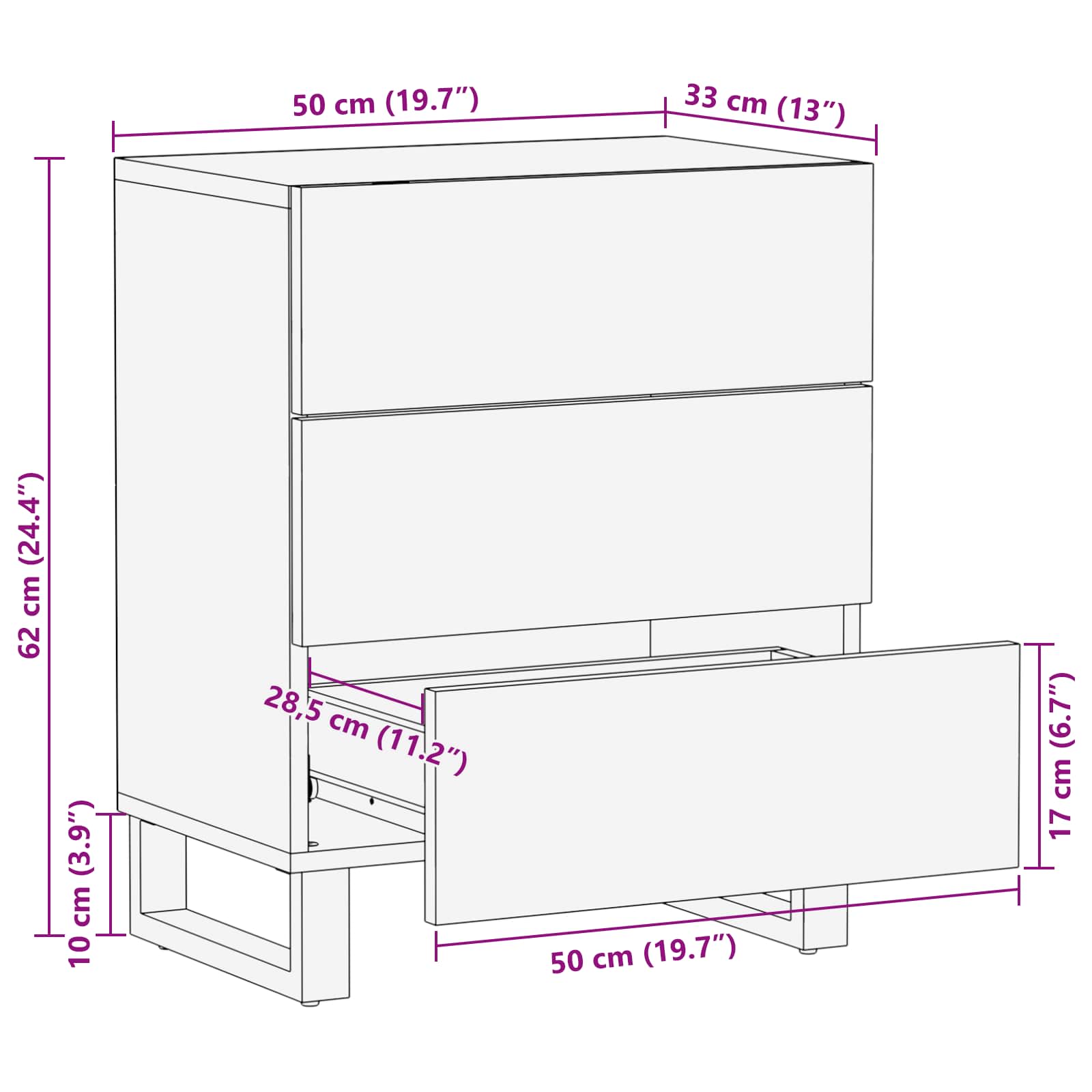 Lovos spintelė Ruda 50 x 33 x 62 cm Kietas mango medis
