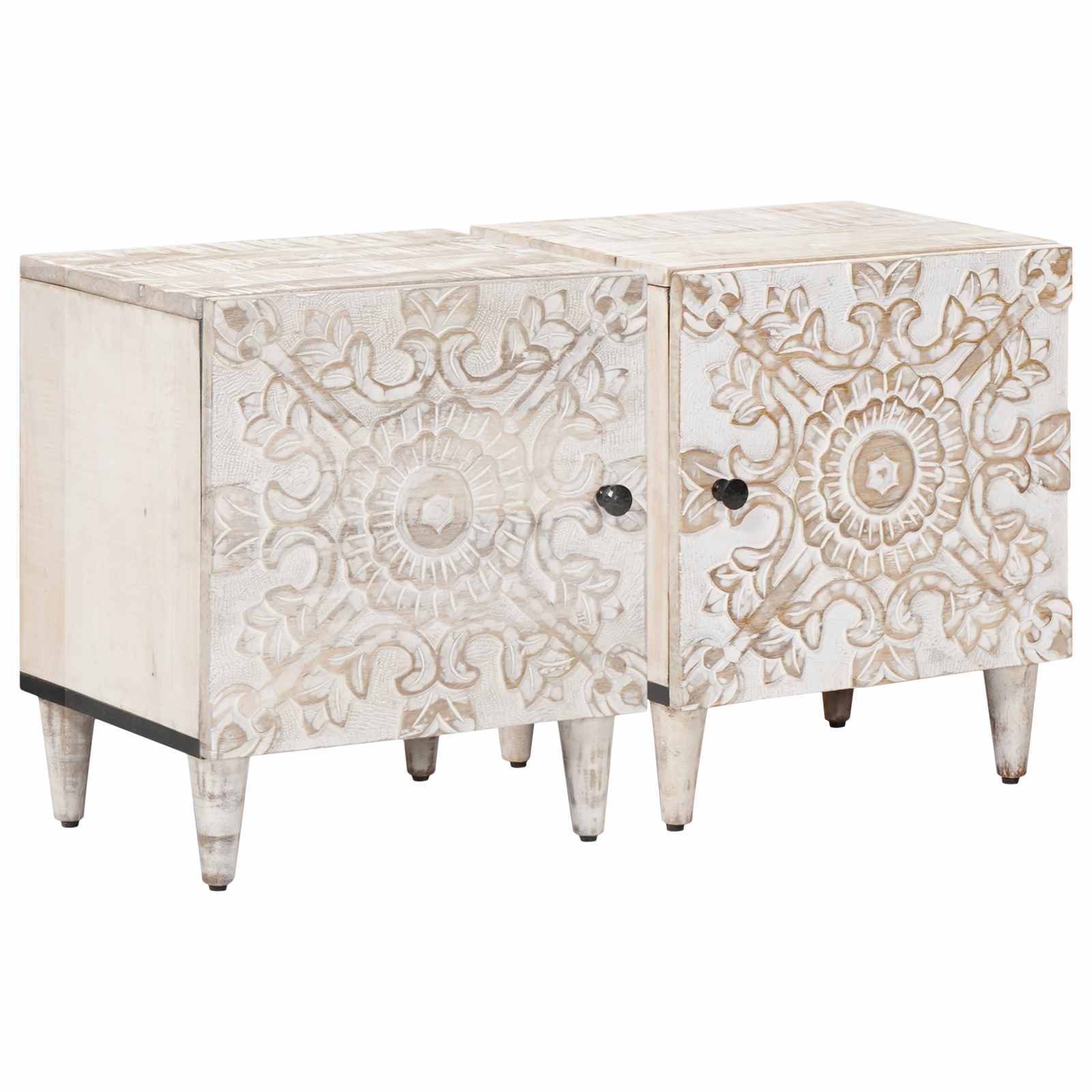 Šalia lovos spintelė 2 pcs Balta 40 x 33,5 x 46 cm